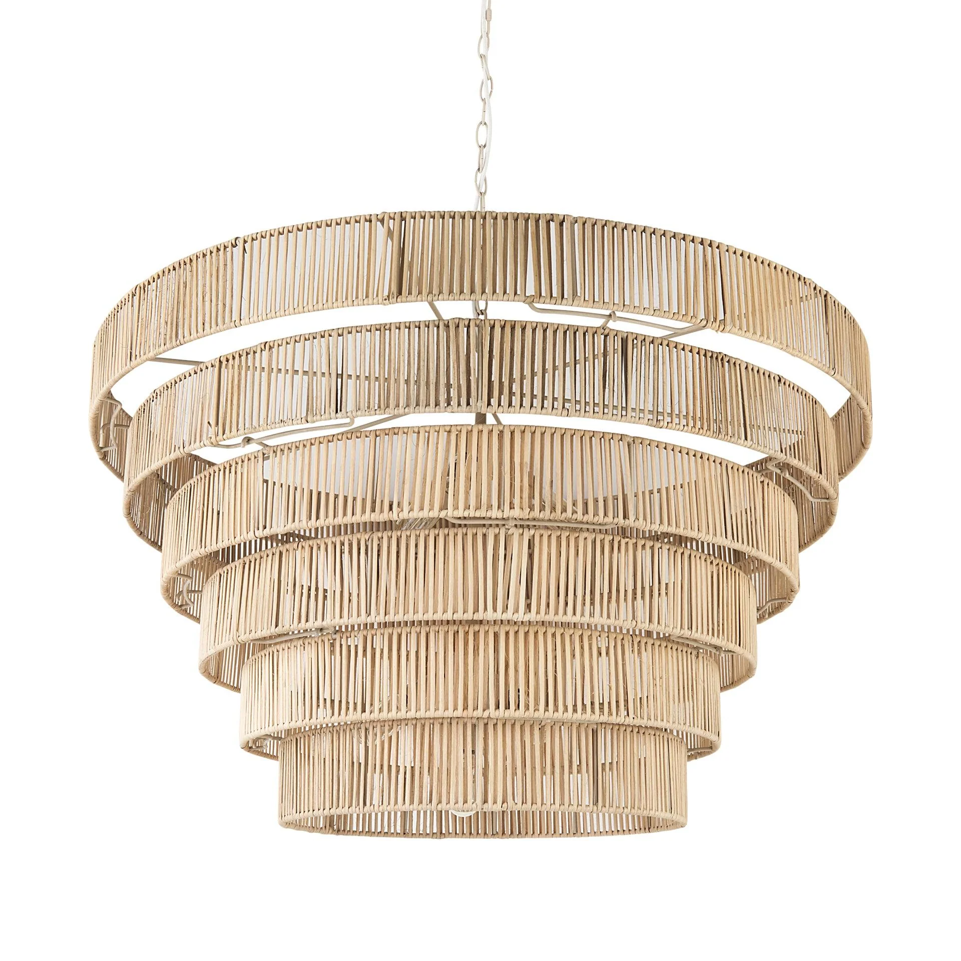 Marimba 40 L x 40 W x 24 H Natural Cane 6 Tier Chandelier - Remutear