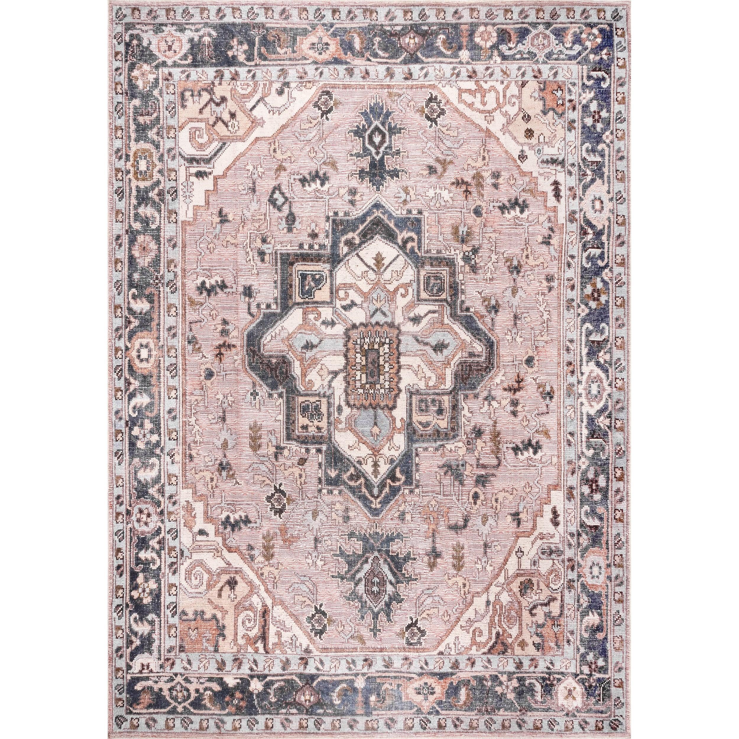 Sasha Machine Washable Medallion Area Rug - Remutear