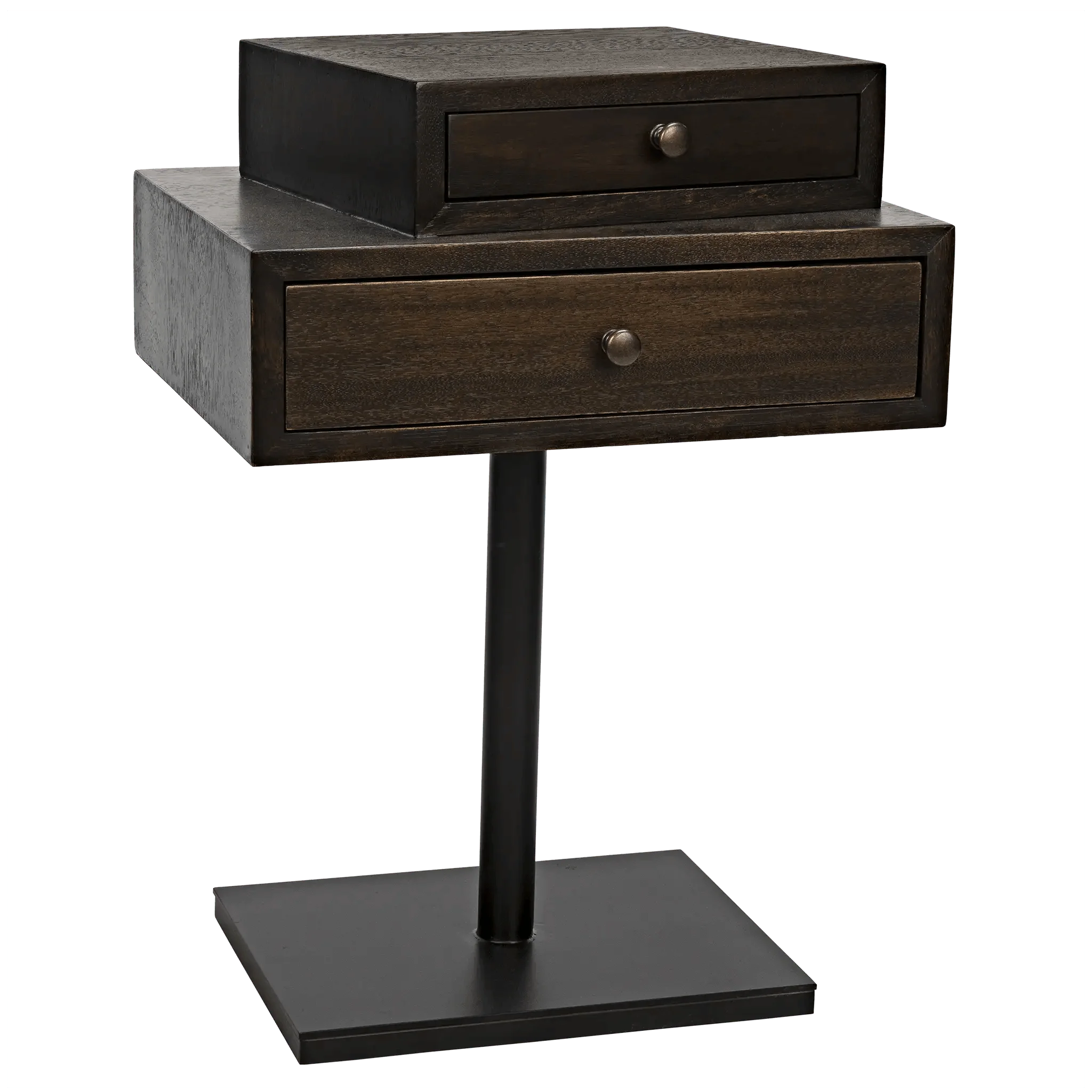 Enola Side Table, Ebony Walnut with Steel Base - Remutear