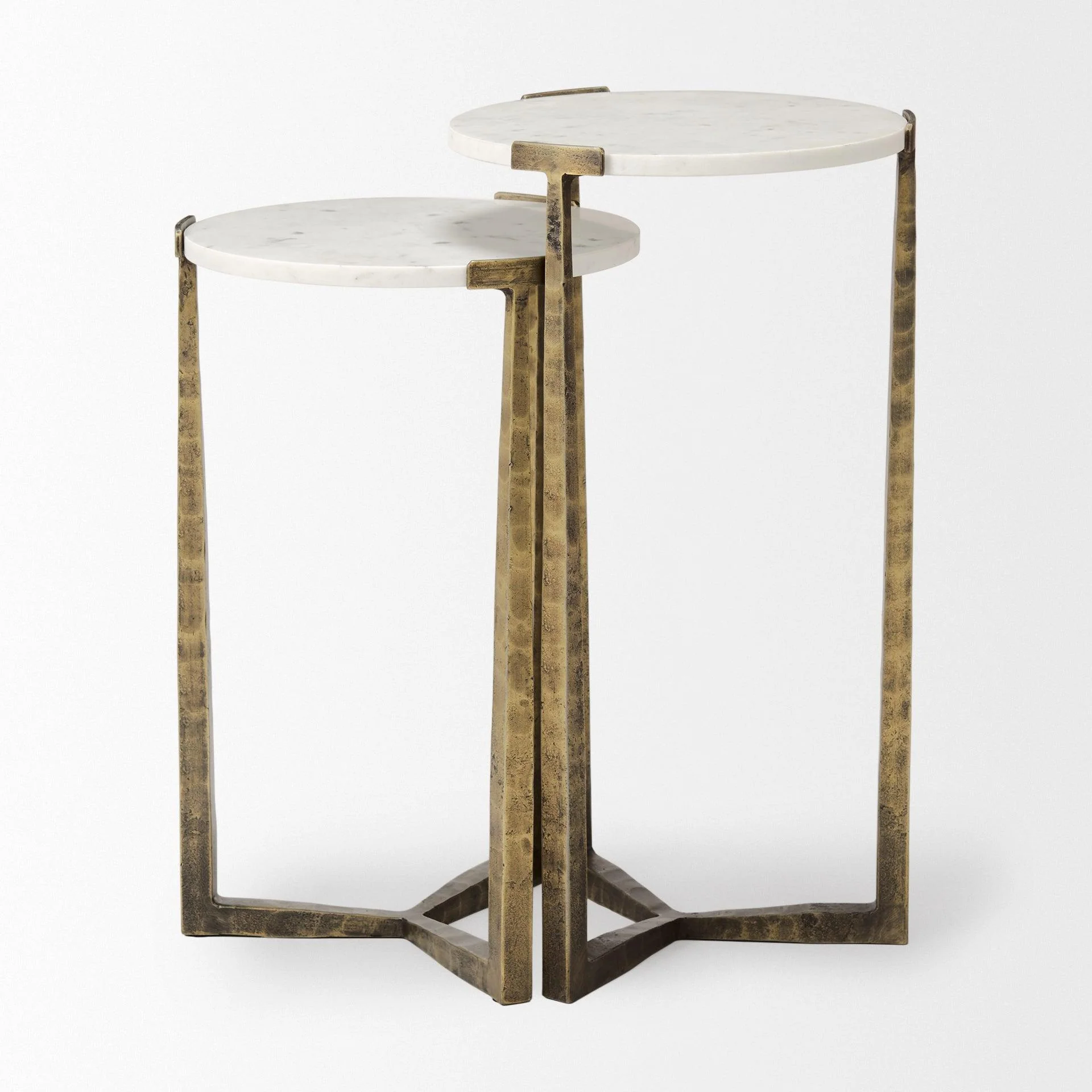 Atticus Marble and Antiqued Gold Metal Nesting Accent Tables (Set of 2) - Remutear