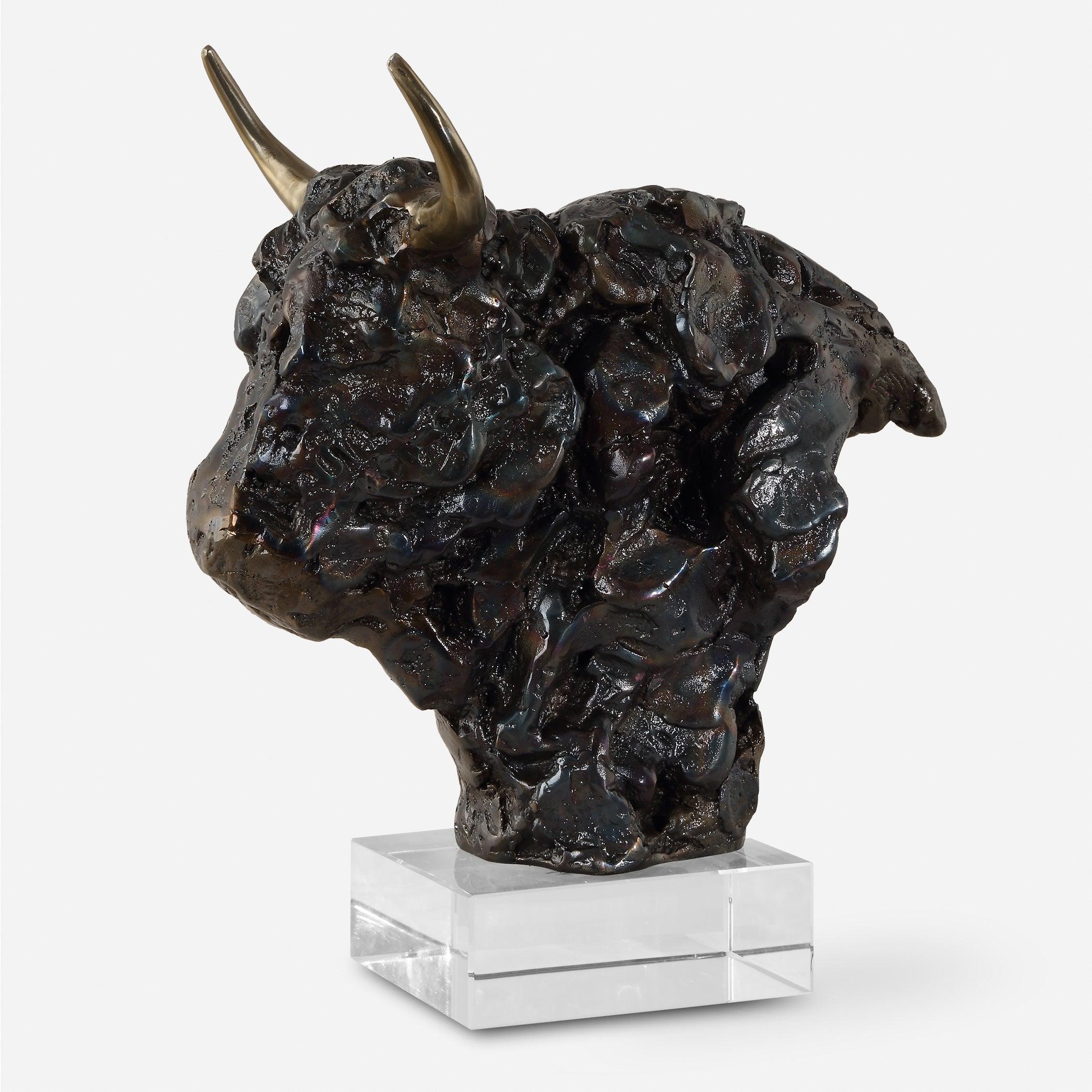 Bison Bust Bronze Sculpture - Remutear