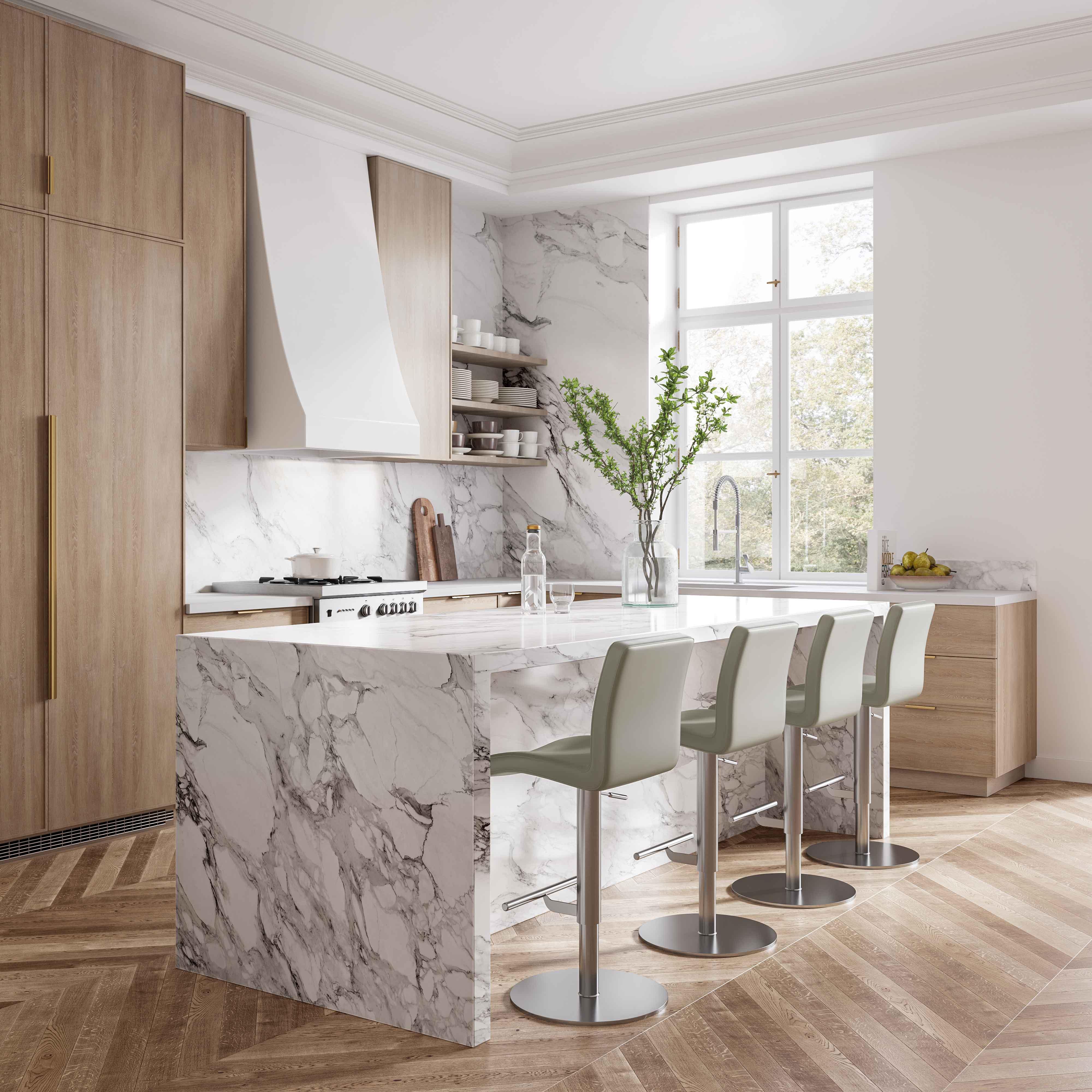 Paddy Light Grey Vegan Leather on Silver Adjustable Stool - Remutear