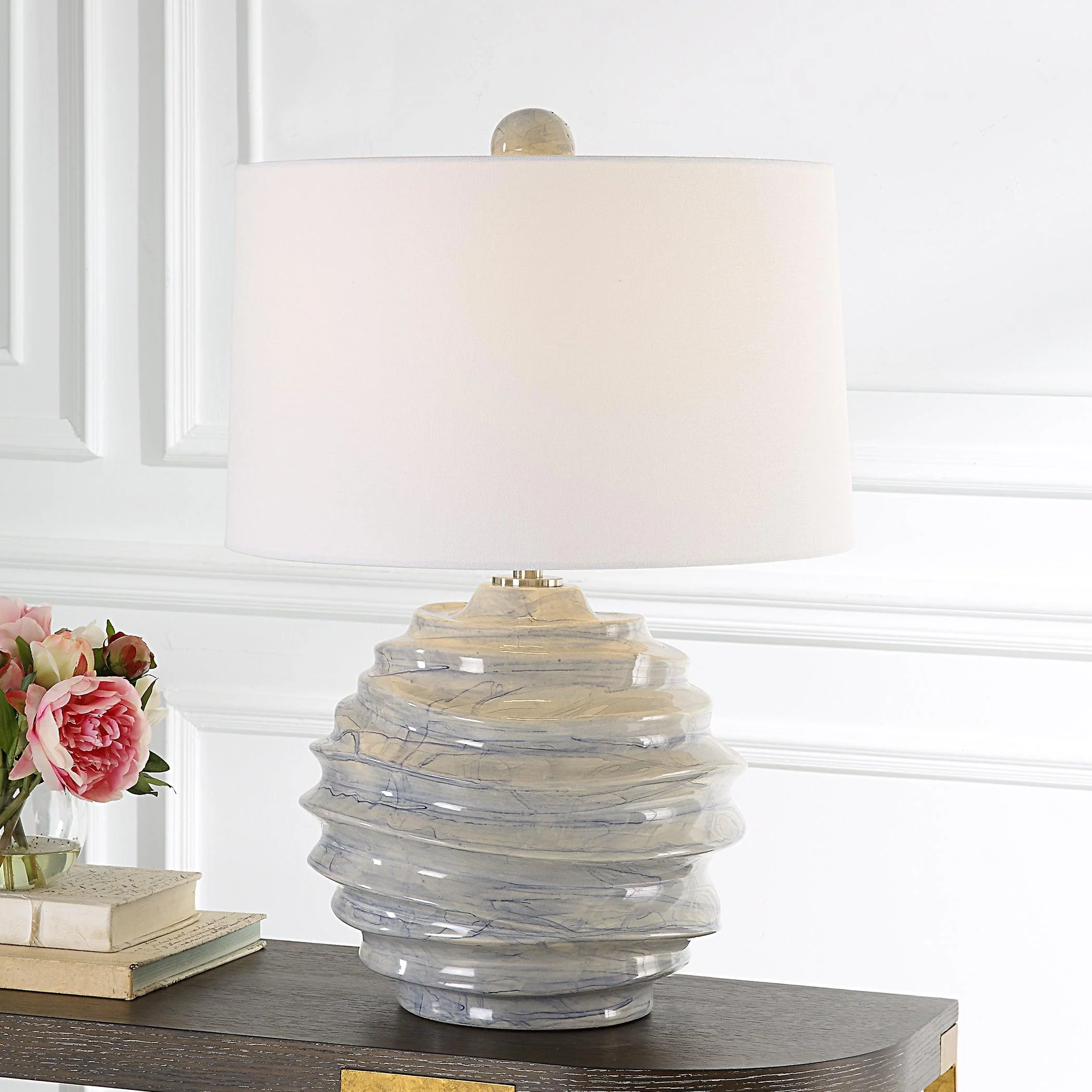 Waves Blue & White Accent Lamp - Remutear