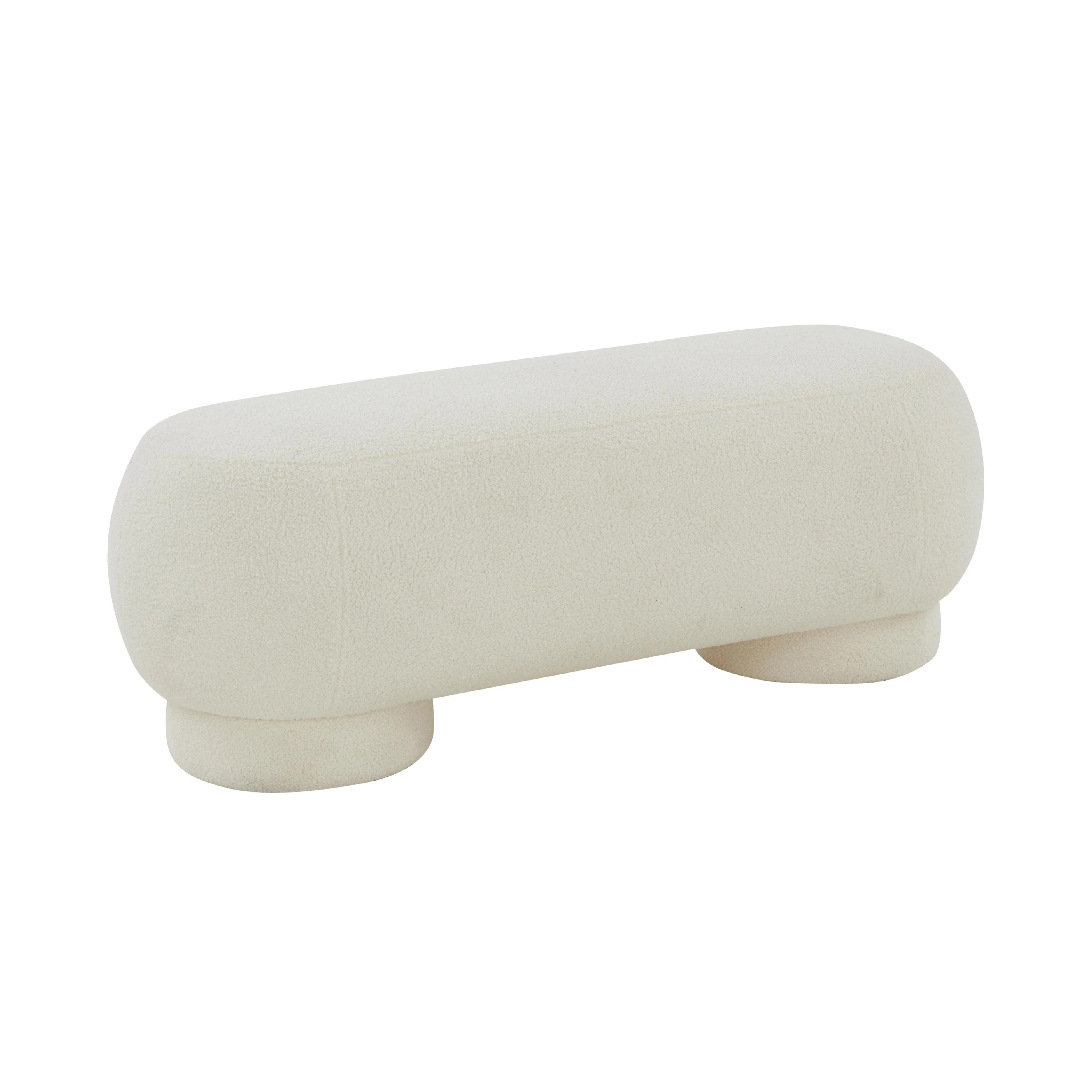 Mara Cream Vegan Shearling Ottoman - Remutear