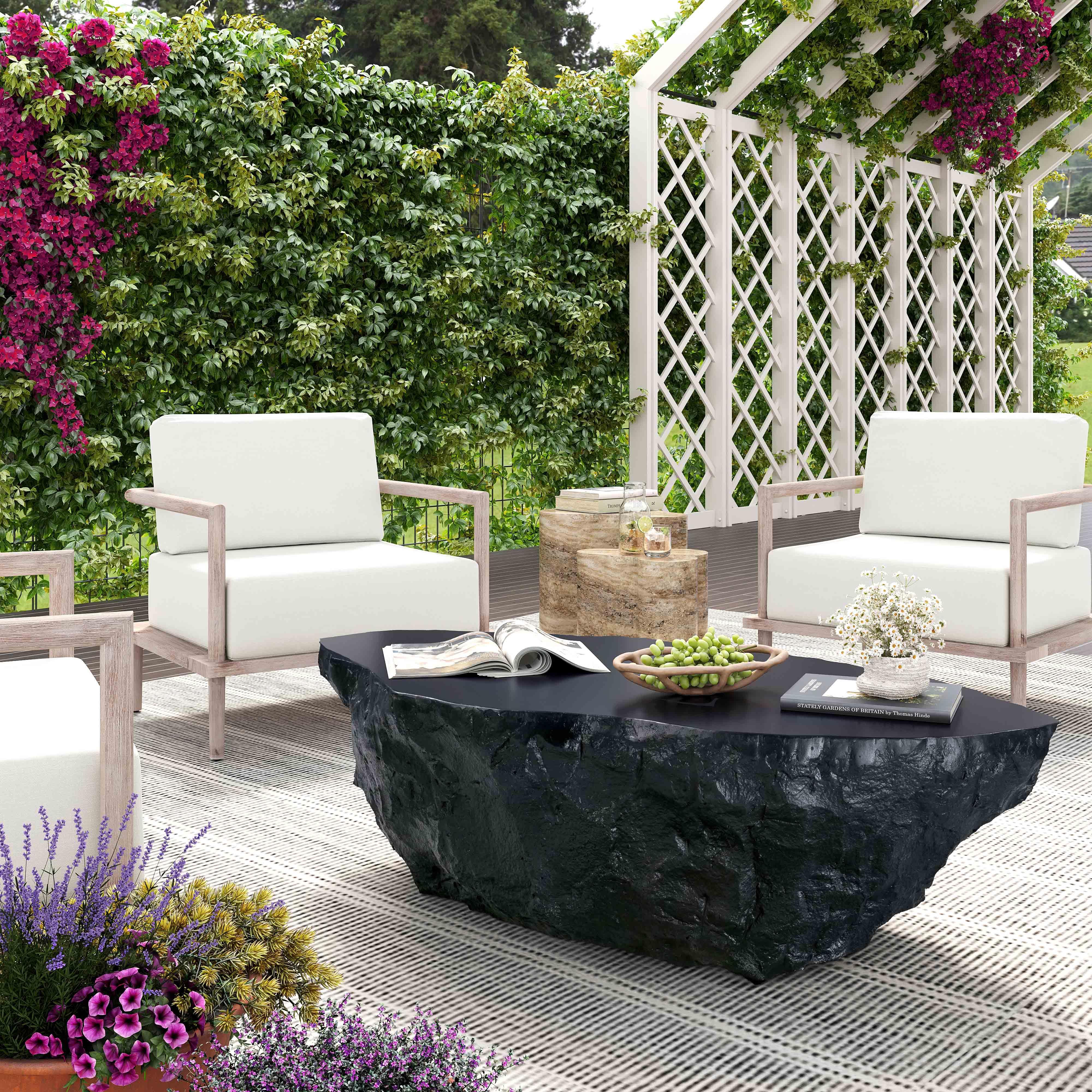 Crag Black Concrete Coffee Table - Remutear