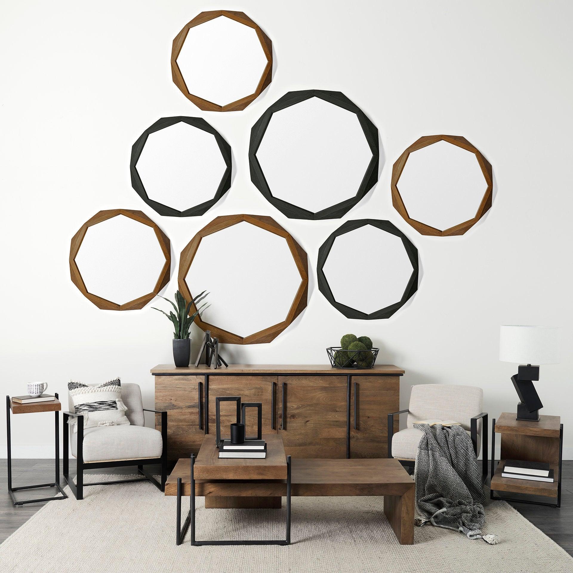 Maddox 16L x 13.5W x 27H Medium Brown Wood w/ Black Metal C-shaped End/Side Table - Remutear