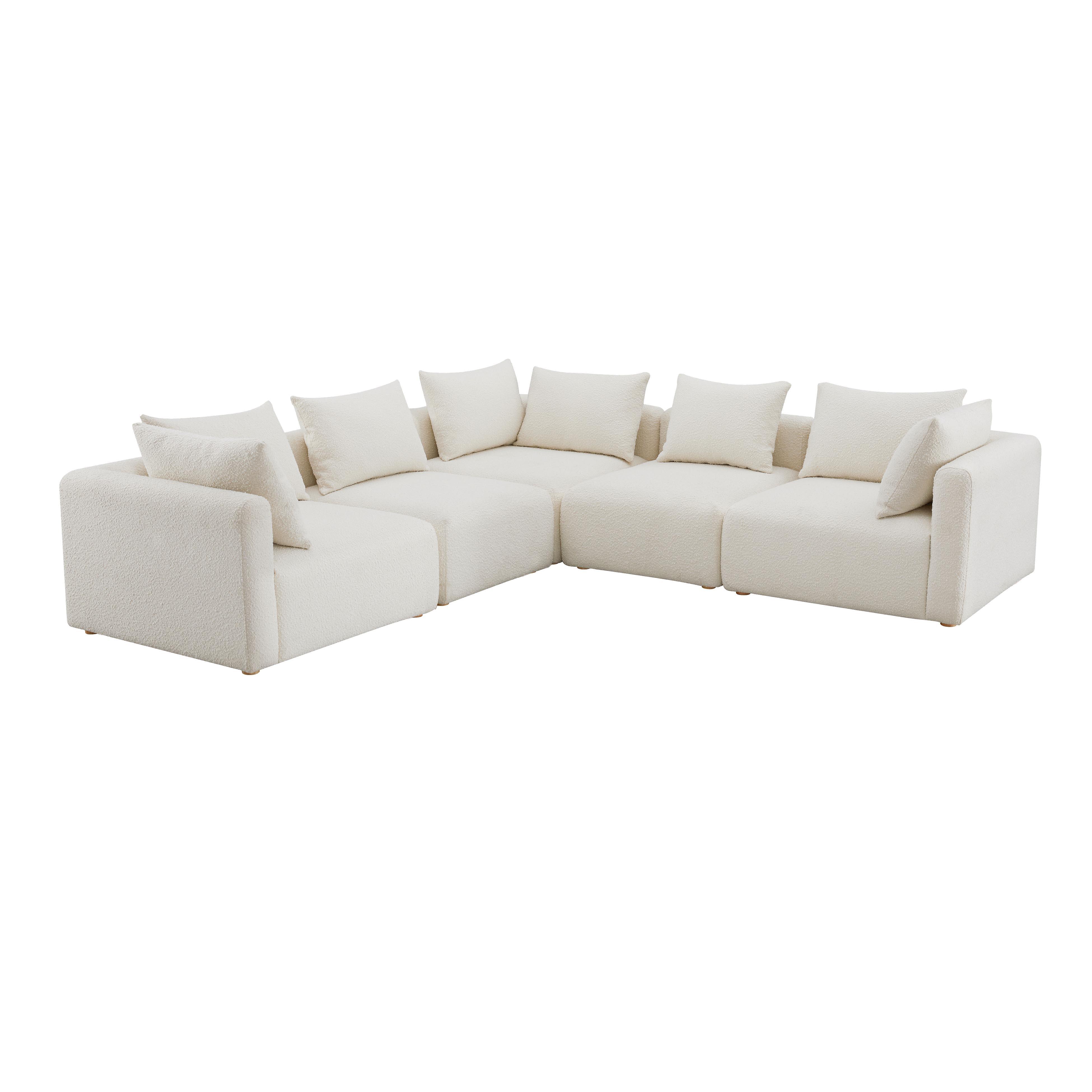 Hangover Cream Boucle 5-Piece Modular L-Sectional - Remutear