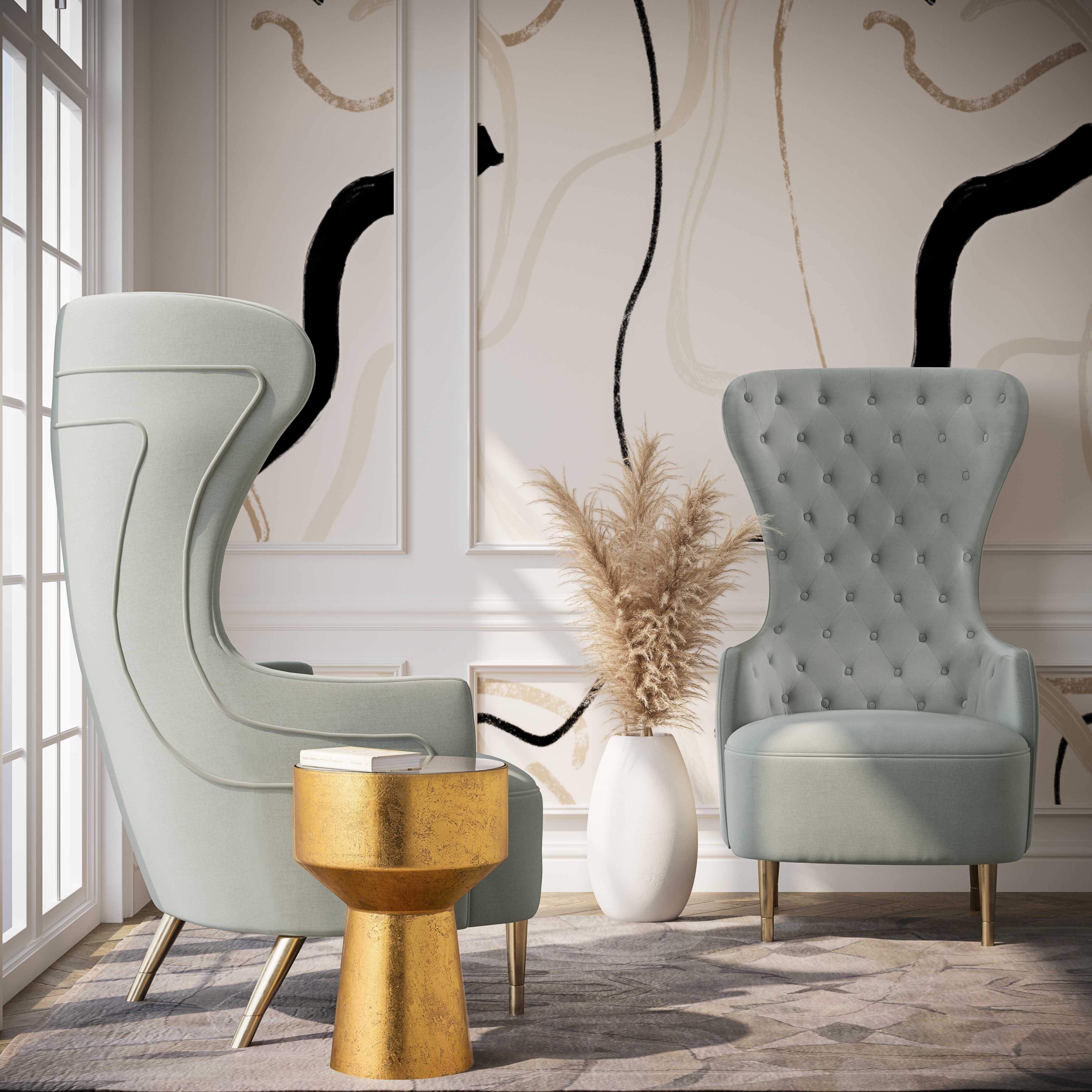 Jezebel Grey Velvet Wingback Chair - Remutear
