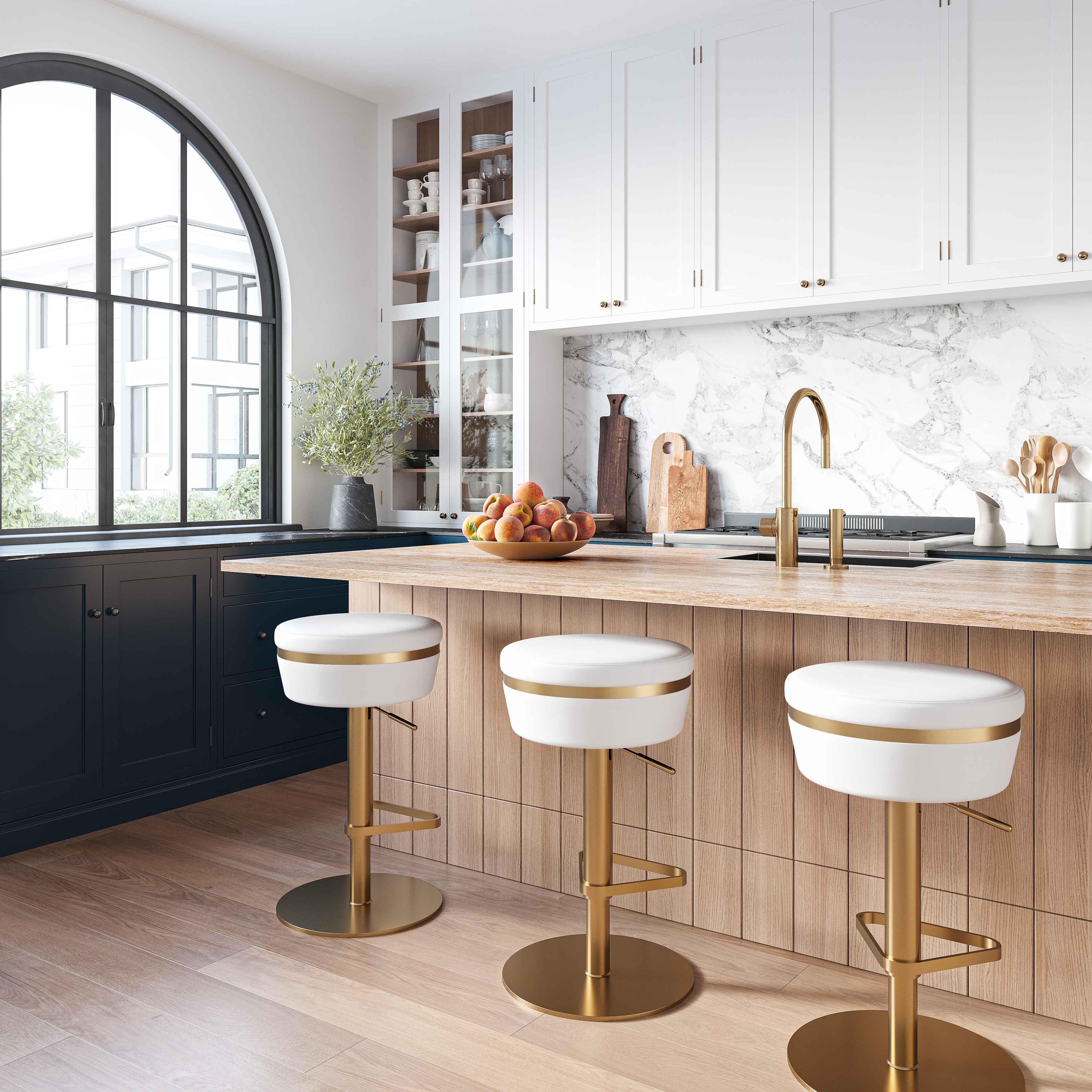 Astro White and Gold Adjustable Stool - Remutear