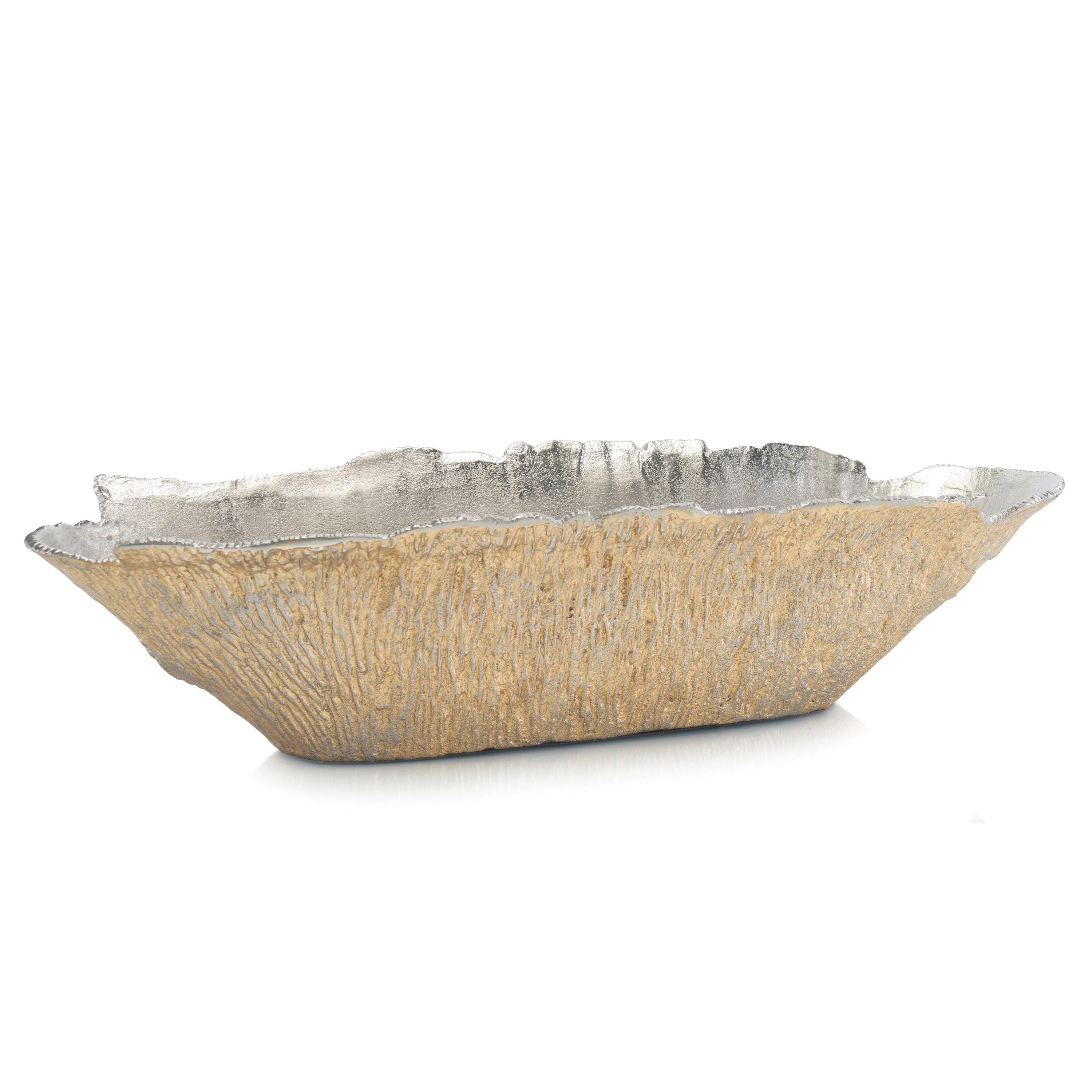 Nickel And Gold Textured Oval Bowl - Remutear