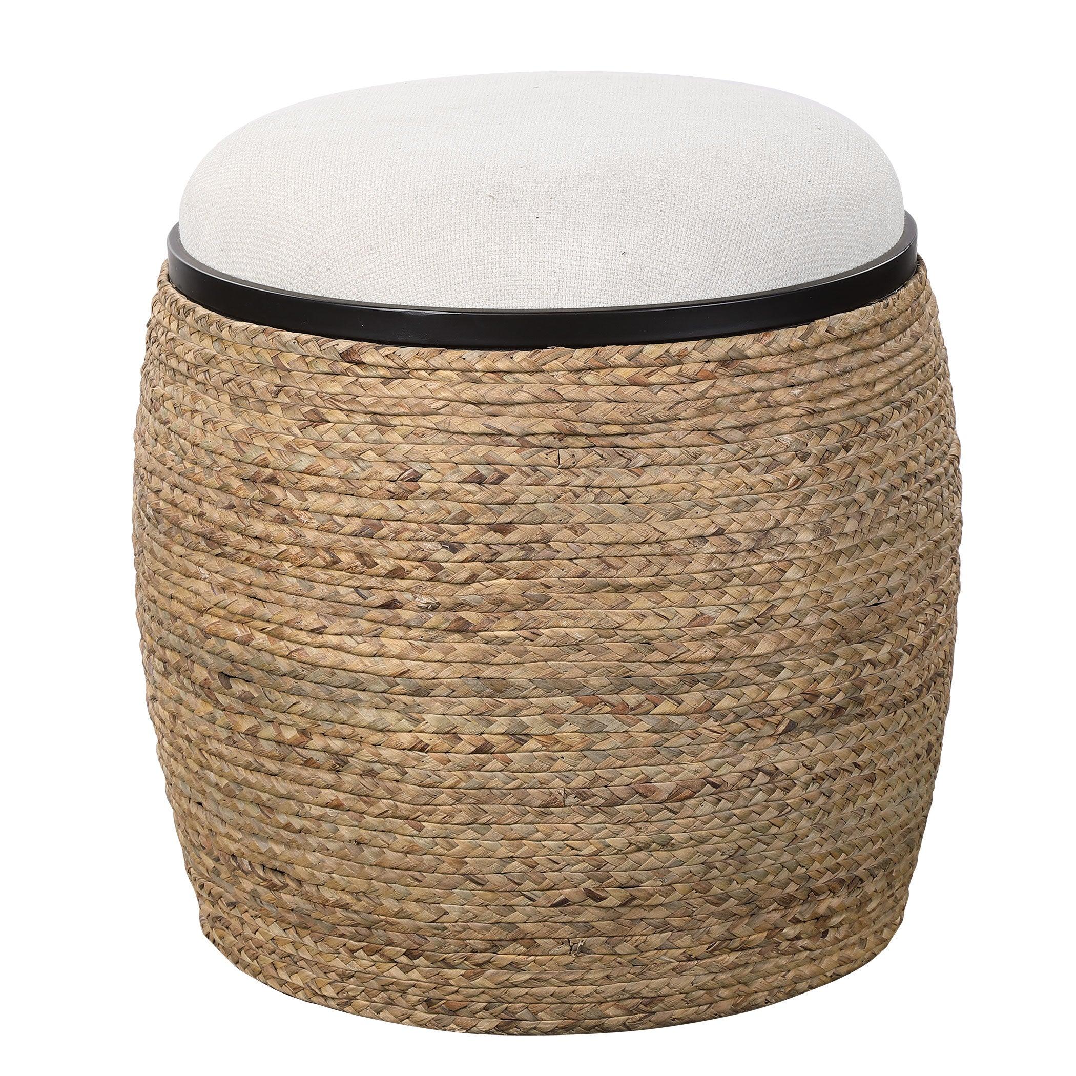 ISLAND STRAW ACCENT STOOL - Remutear