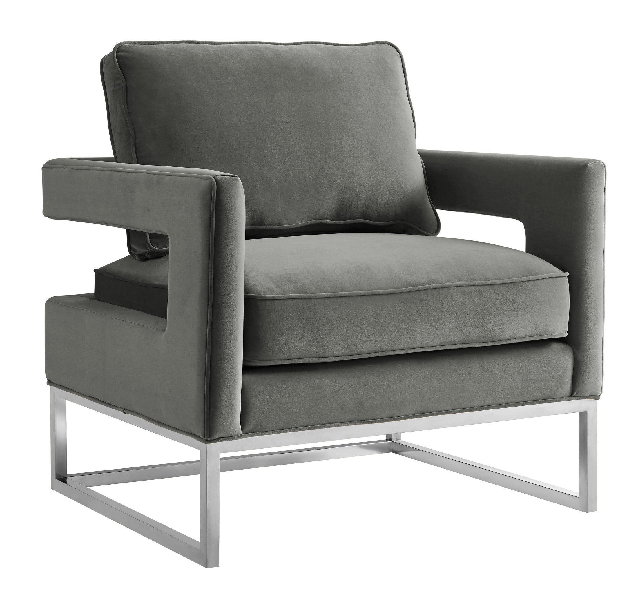 Avery Grey Velvet Chair - Silver Frame - Remutear