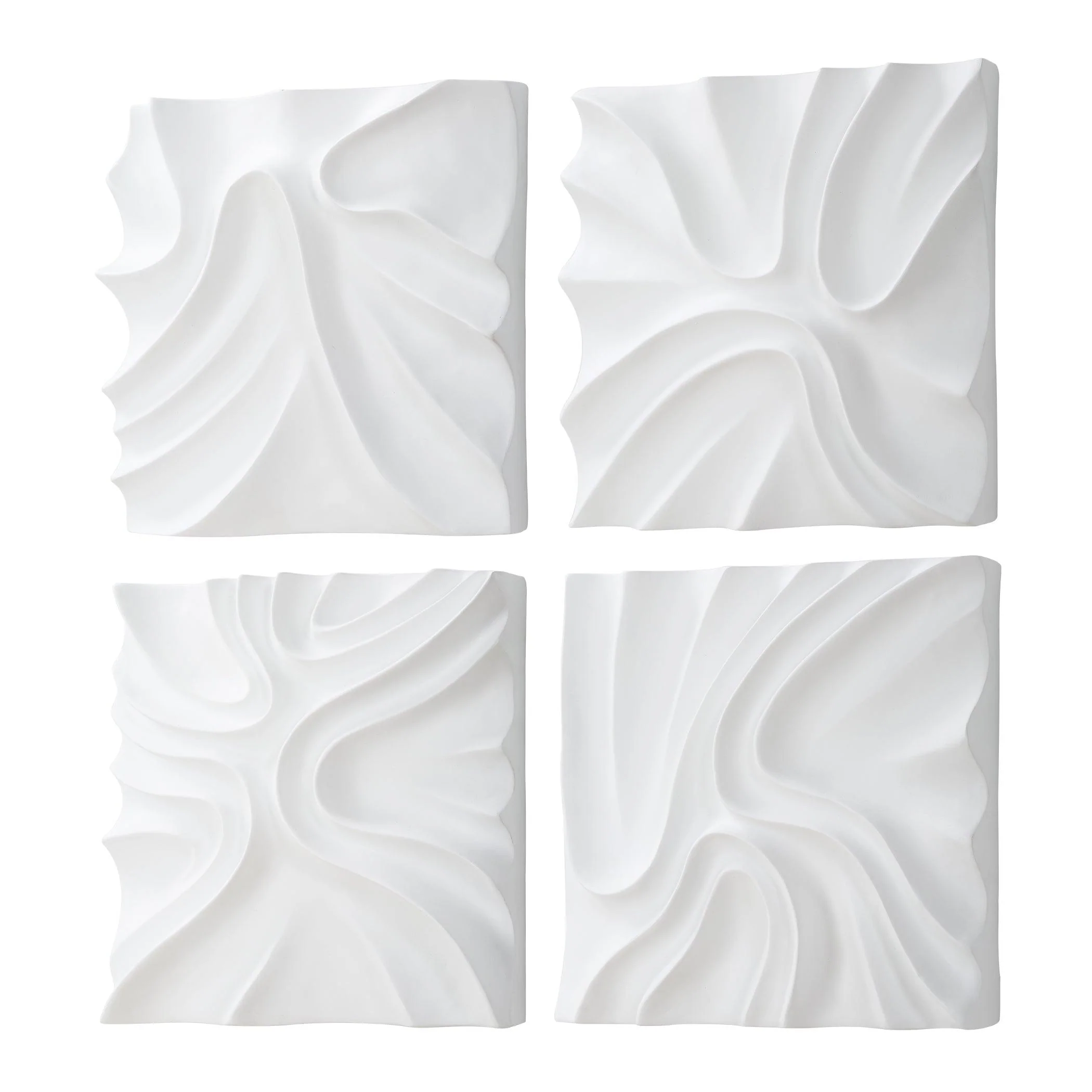 Snowdrift Scultped White Wall Decor, S/4 - Remutear