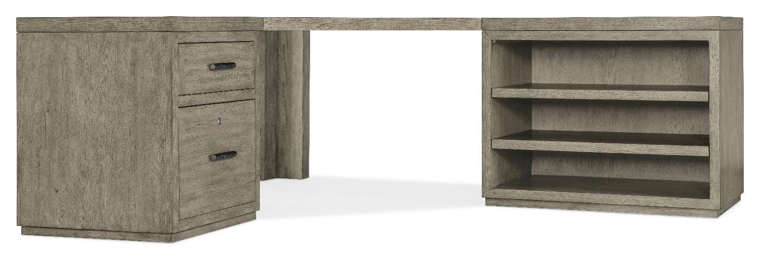 Linville Falls Corner Desk with File and Open Desk Cabinet - Remutear