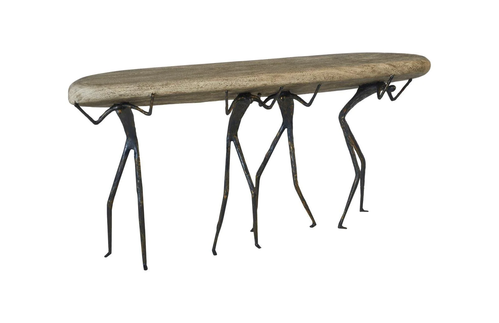 Atlas Console Table, Gray Stone Finish, Metal - Remutear