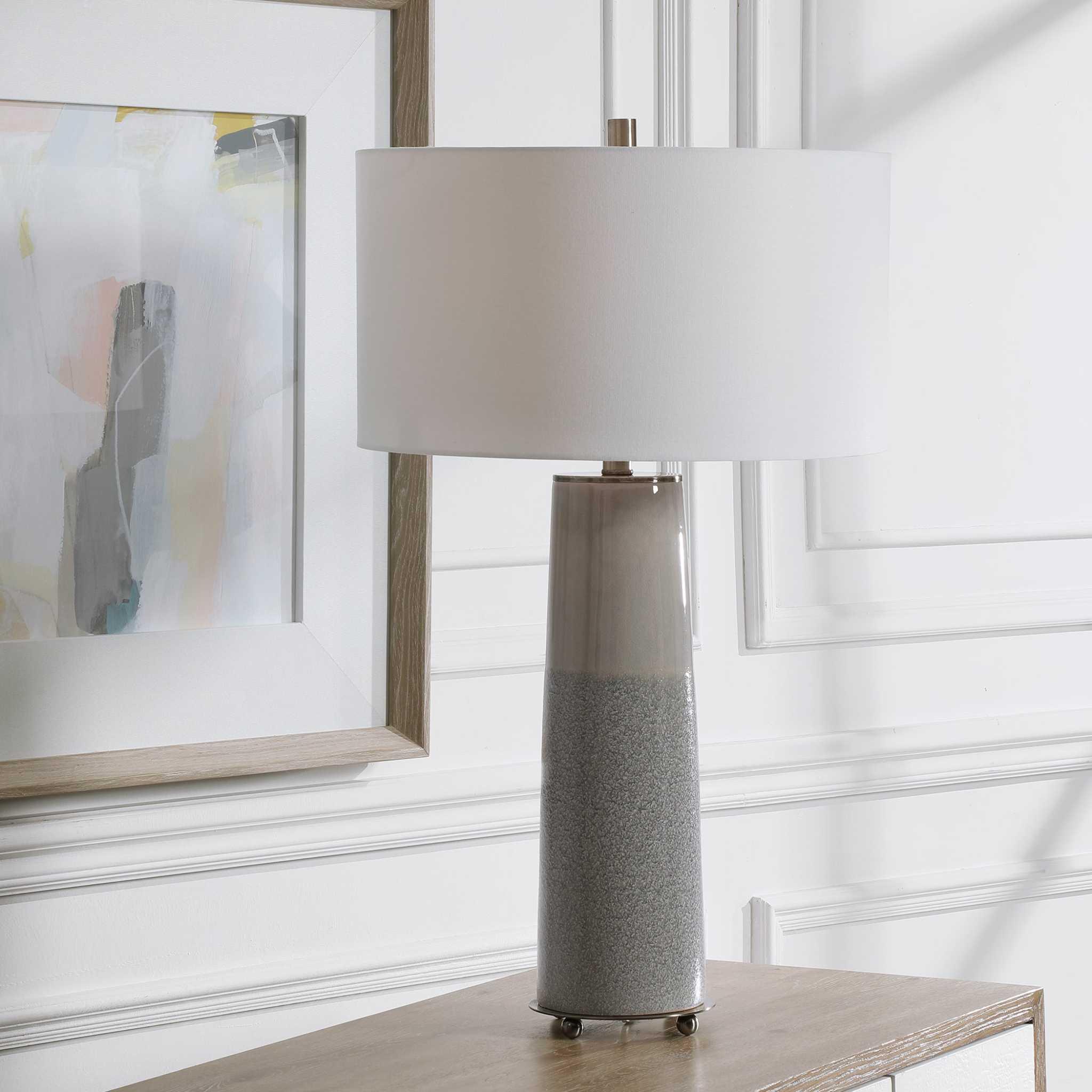 ABDEL GRAY GLAZE TABLE LAMP - Remutear
