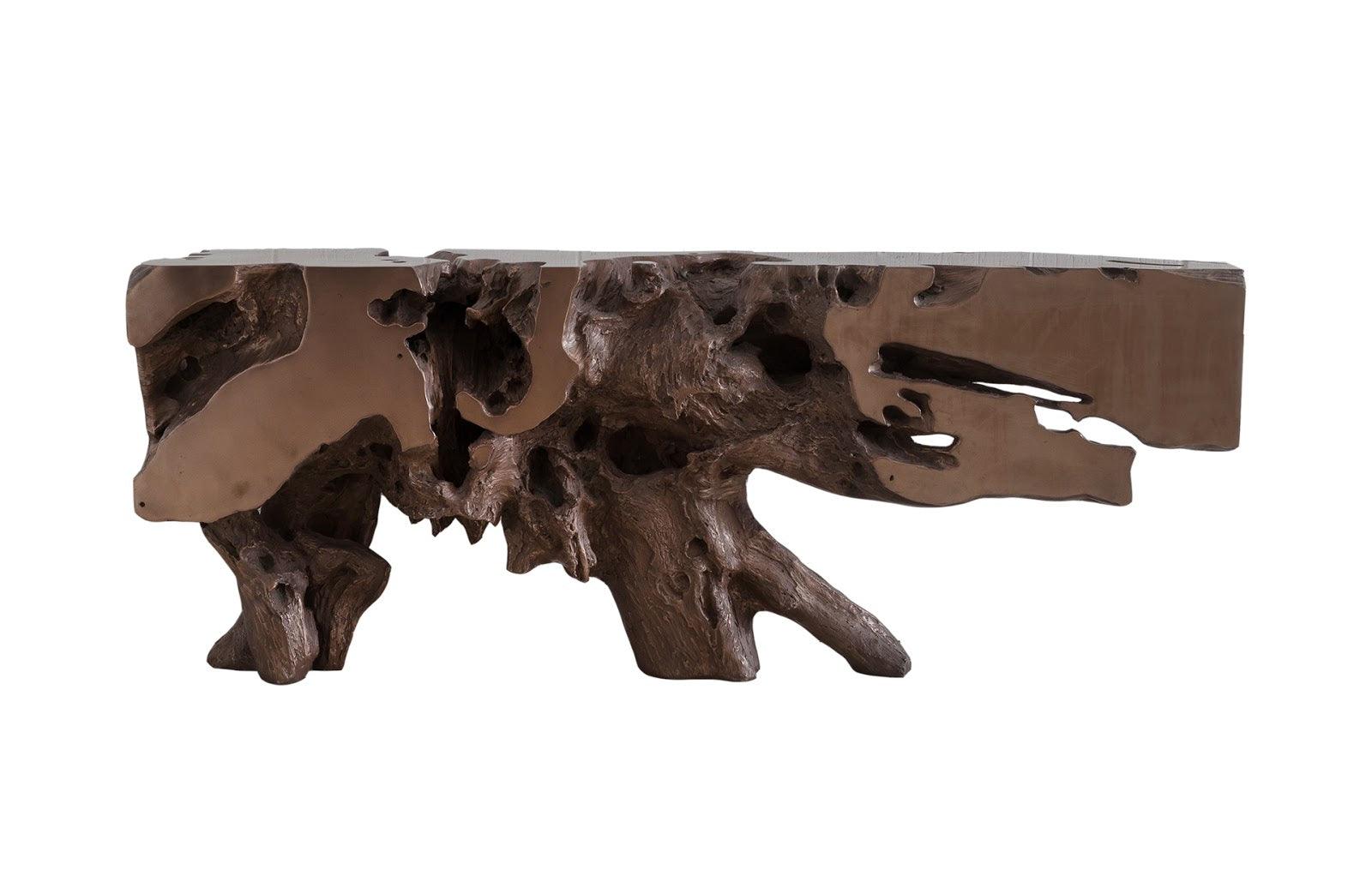 Freeform Console Table, Polished Bronze - Remutear