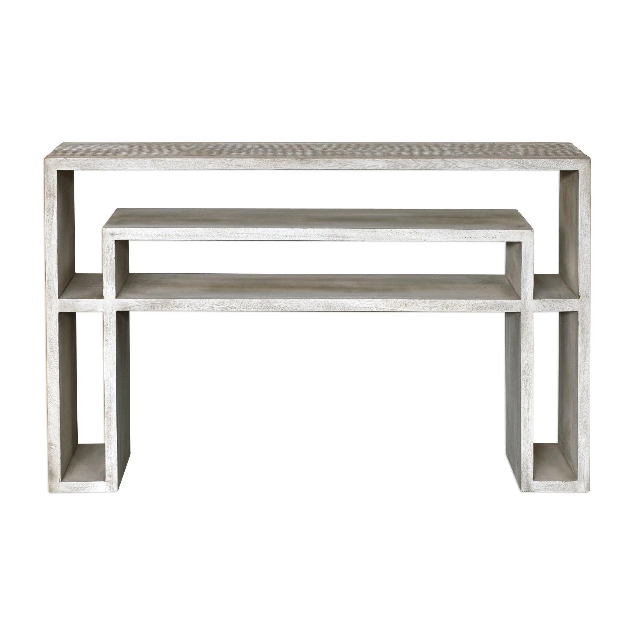GENARA BONE WHITE CARVED CONSOLE TABLE - Remutear