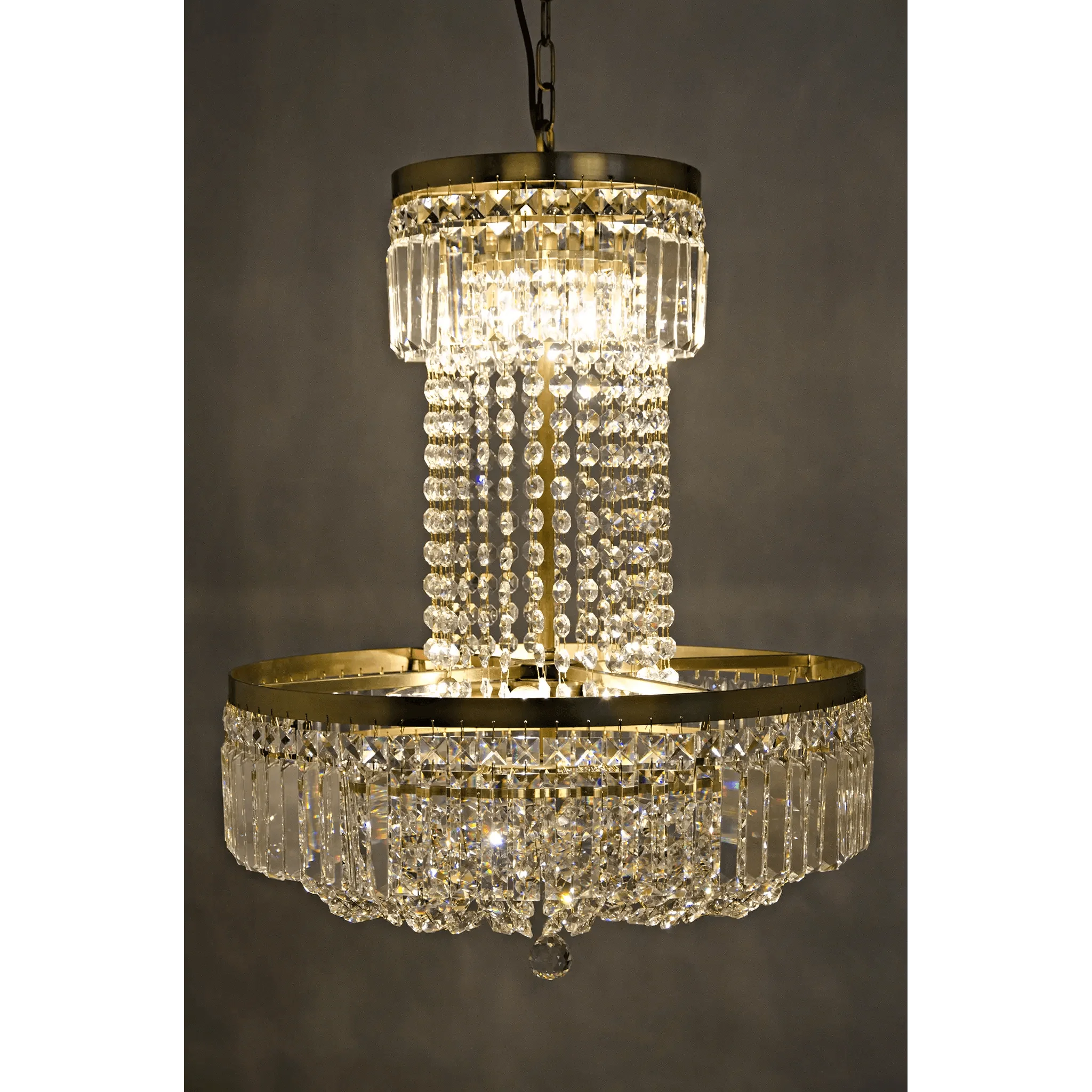 St. Petersburg Chandelier, Antique Brass and Glass - Remutear
