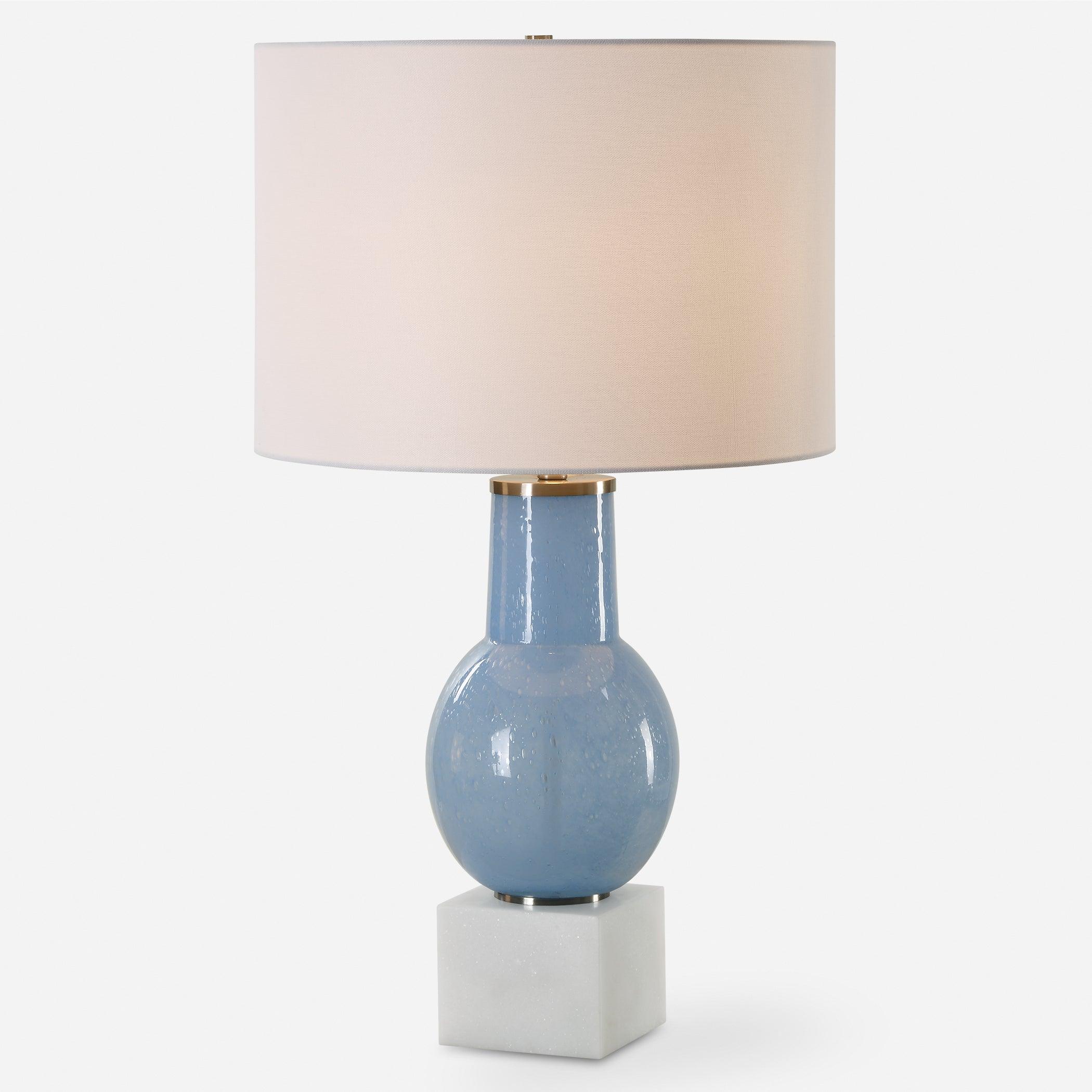 Clear Sky Blue Glass Table Lamp - Remutear