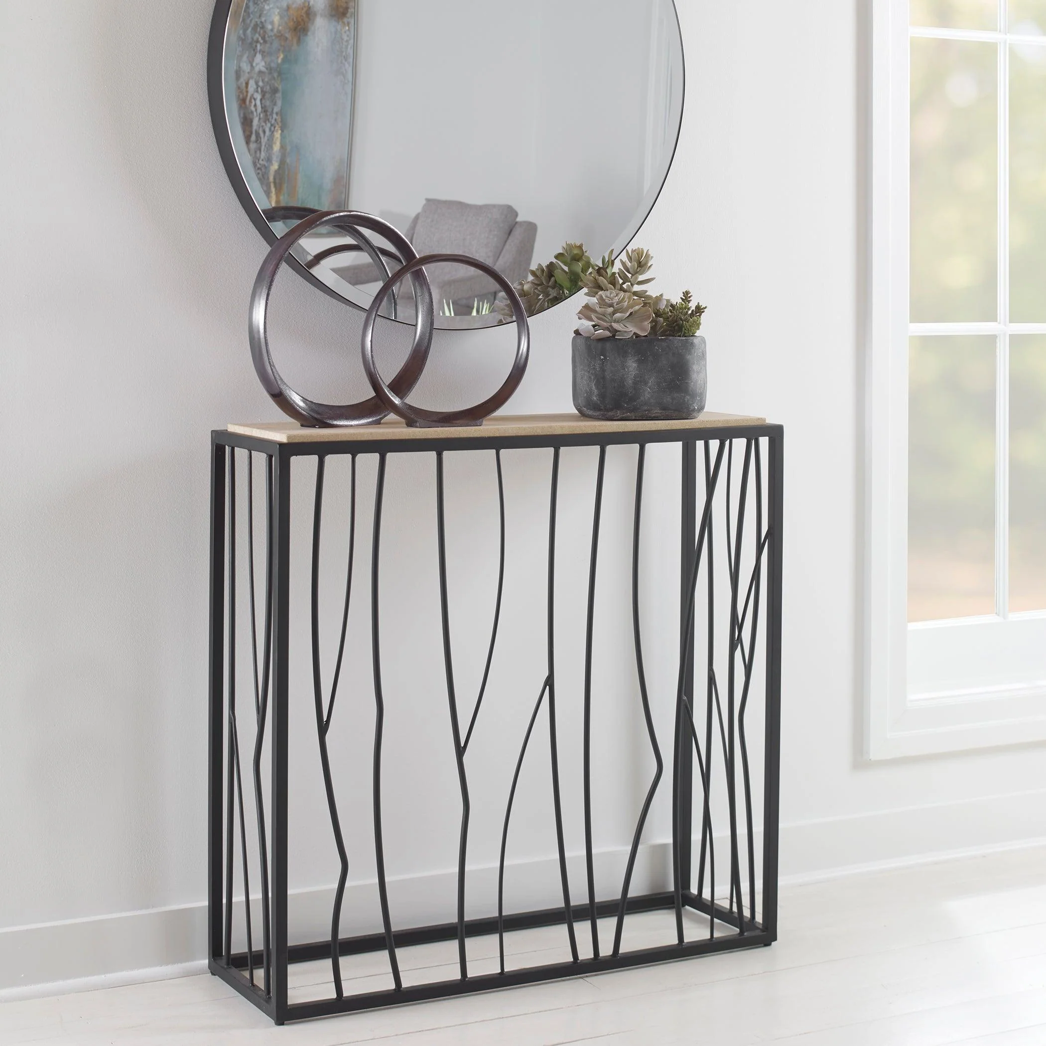 REED TRAVERTINE CONSOLE TABLE - Remutear