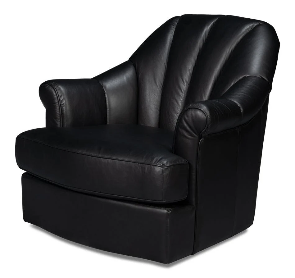 Scoth Swivel Chair In Distilled Lthr Blk - Remutear