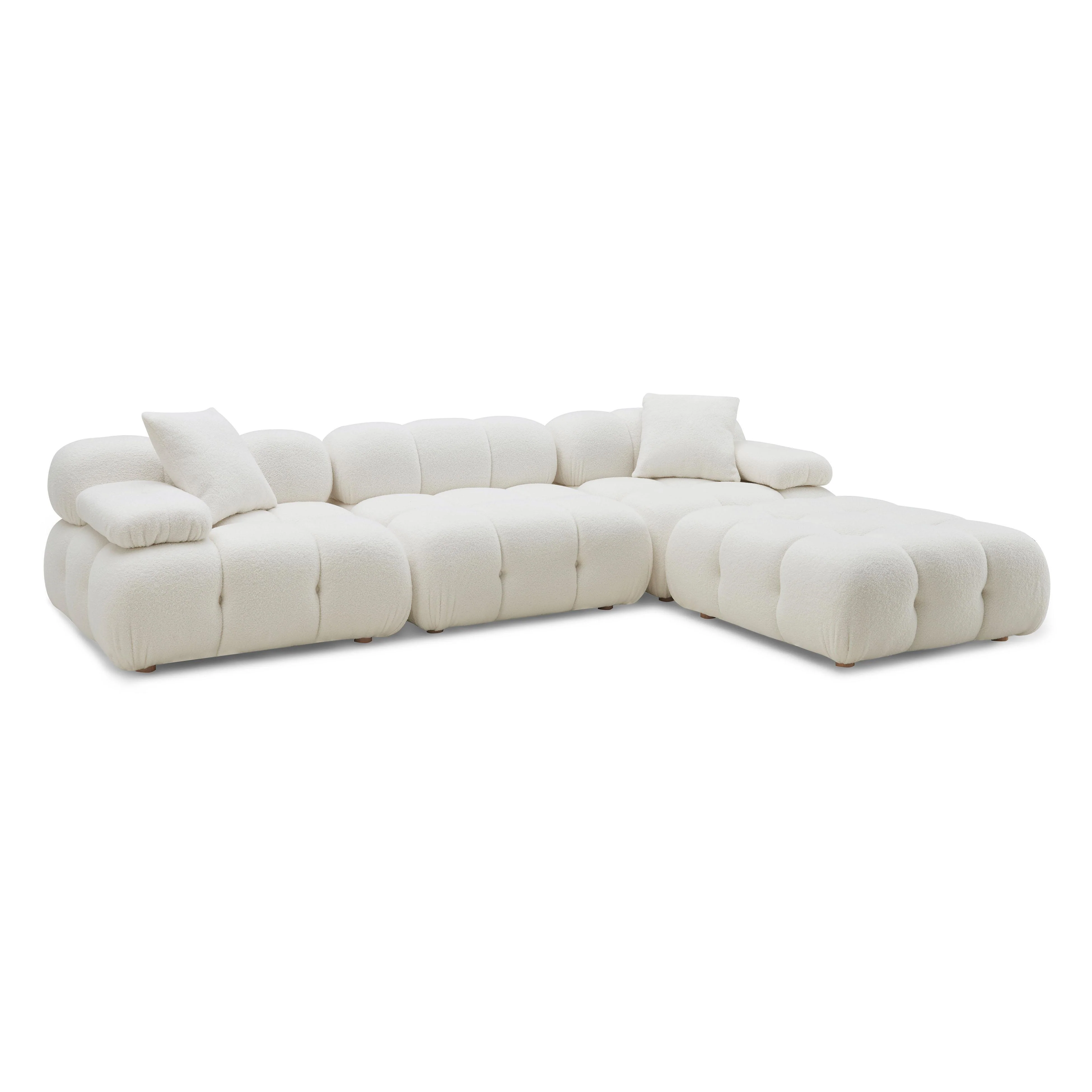 Calliope Cream Vegan Shearling 4-piece Modular Sectional - Remutear