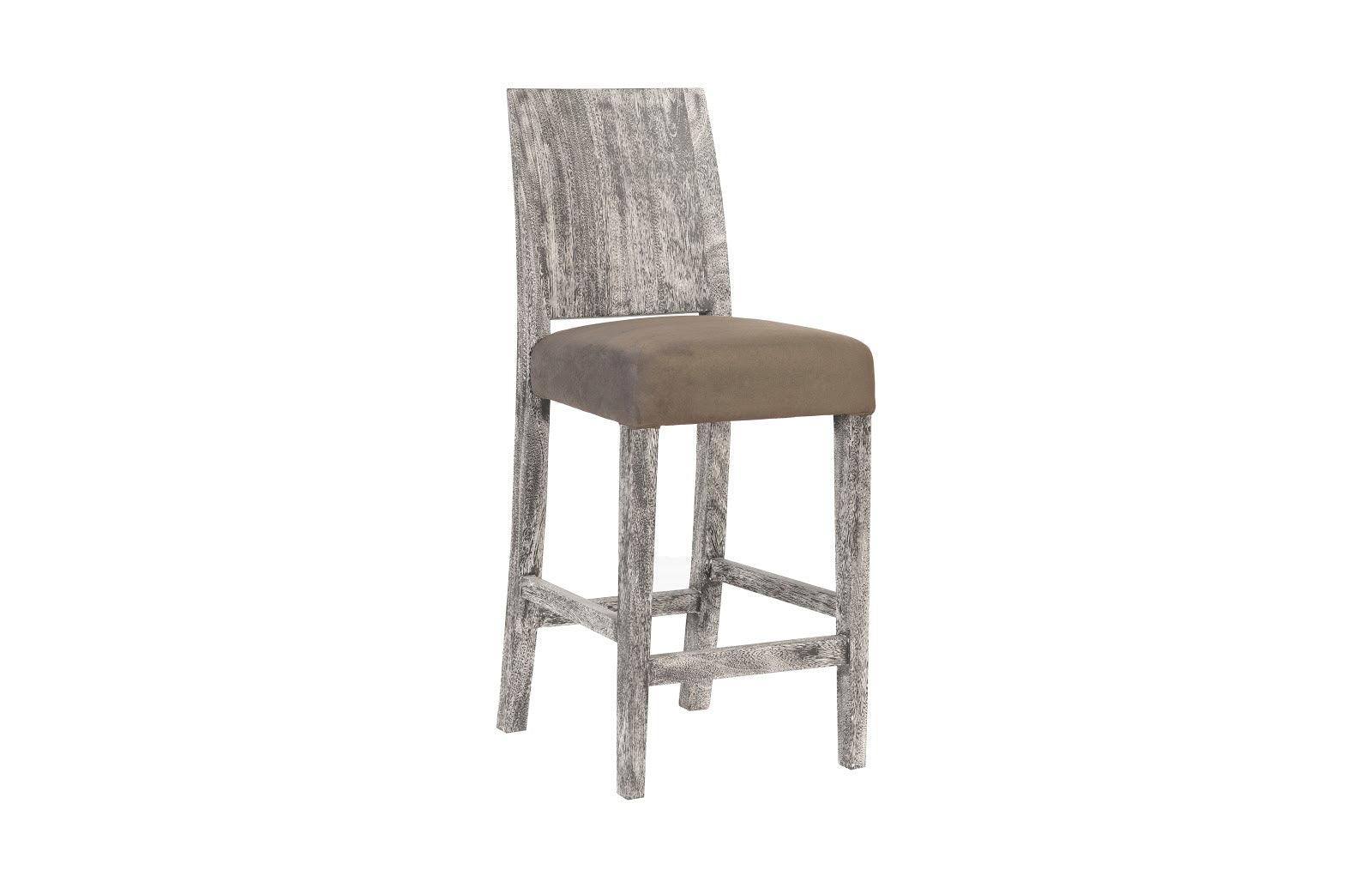 Ophelia Counter Stool, Chamcha Wood, Gray Stone Finish - Remutear