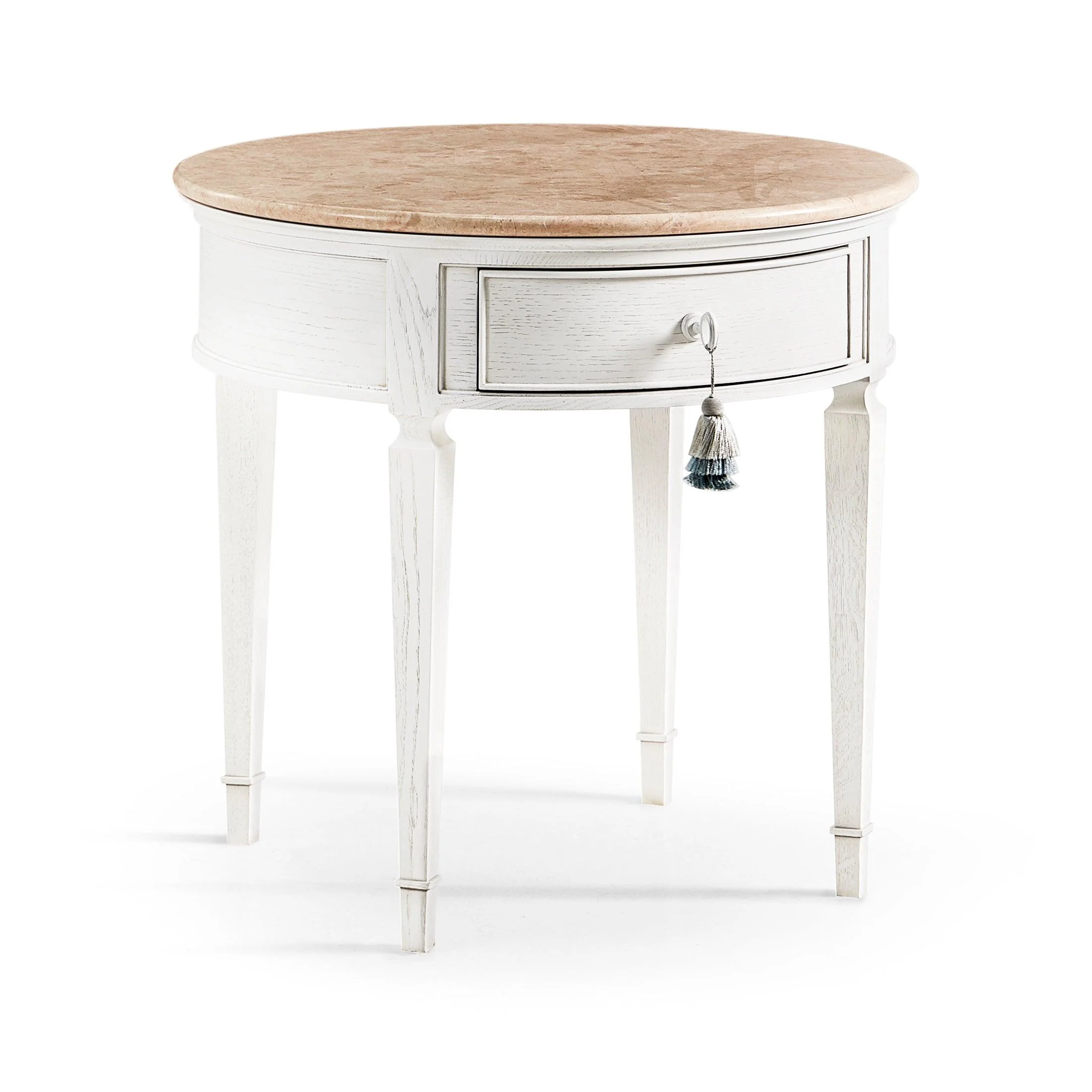 White Anvil Round End Table - Remutear