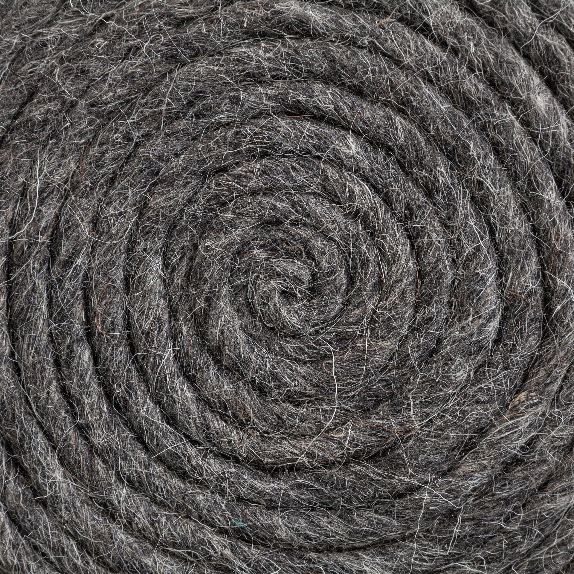 Allium Dark Gray Handwoven Wool Cylindrical Pouf - Remutear