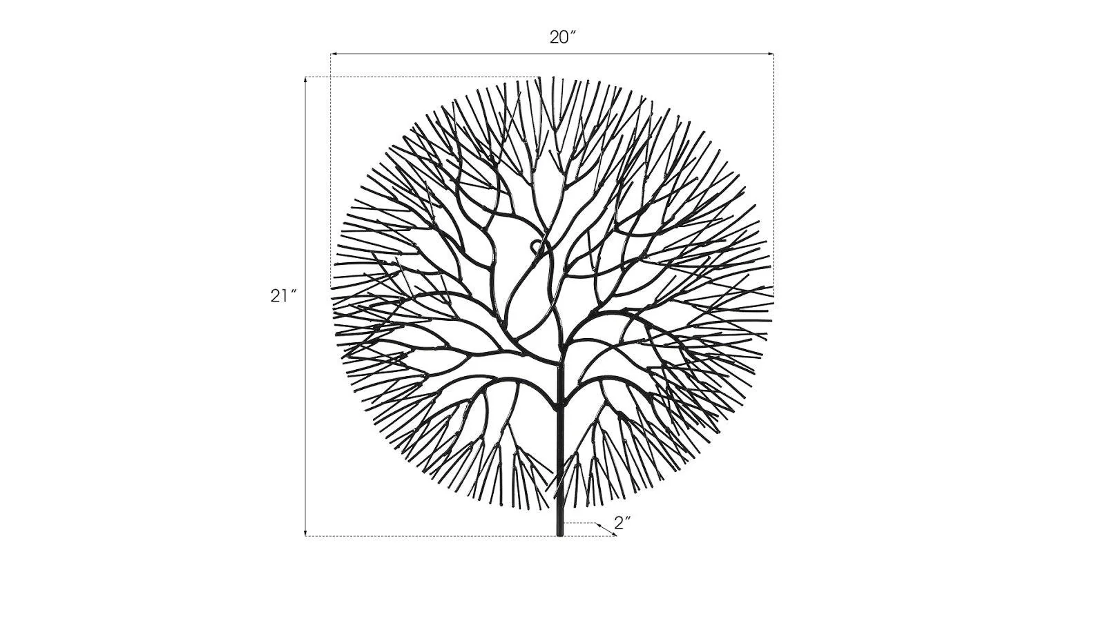 Wire Tree Wall Art, Small, Circle, Metal, Black - Remutear