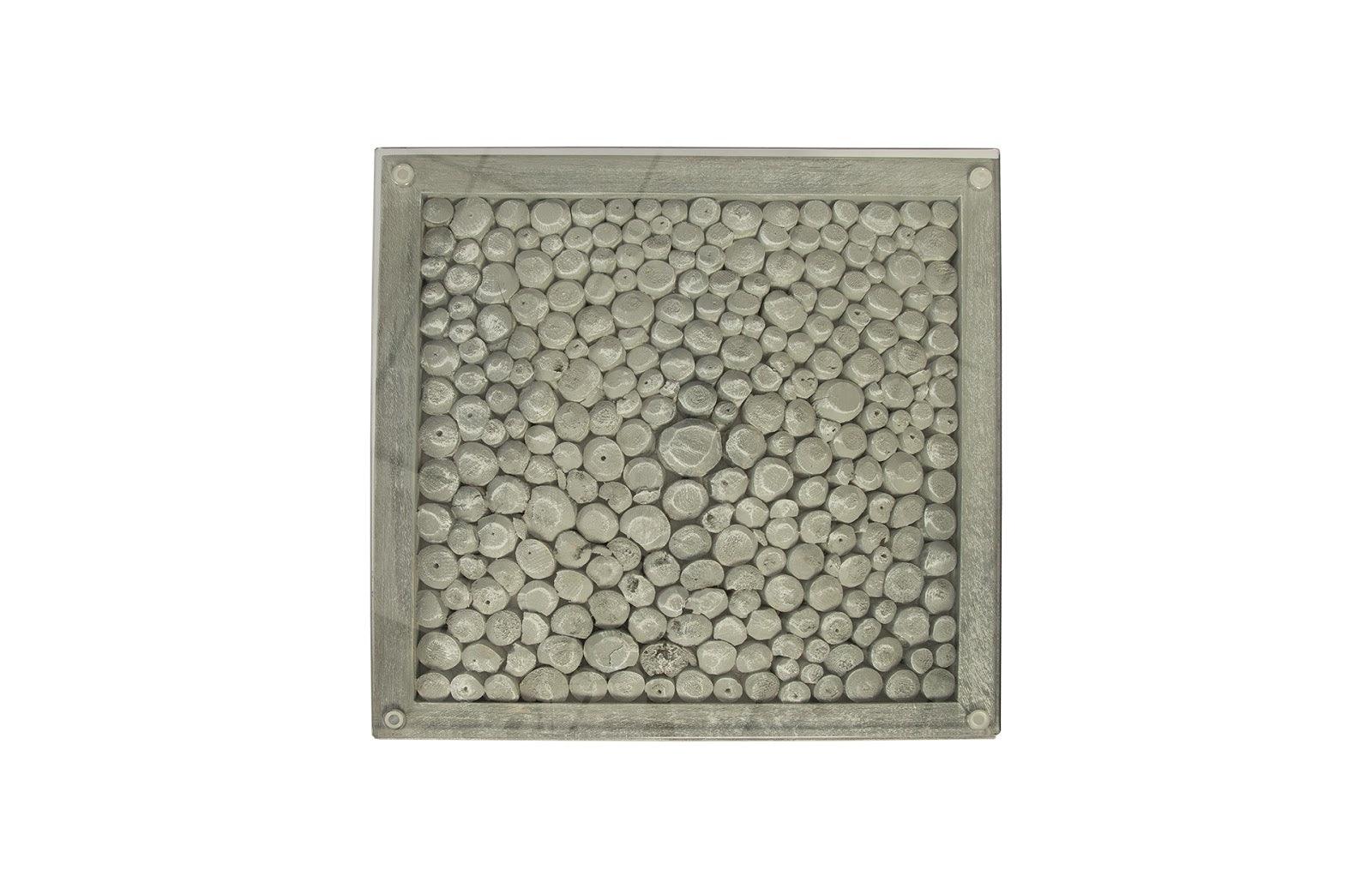 Driftwood Side Table, Wood, Glass, Stainless Steel Base, Scaff Finish - Remutear