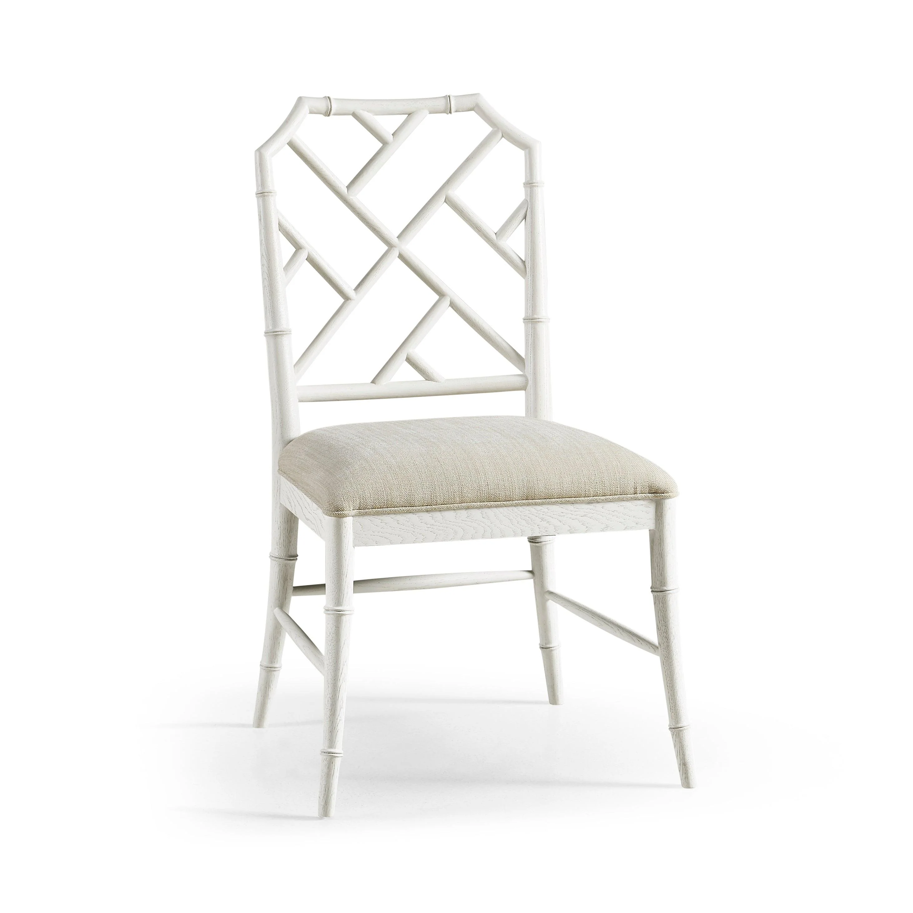 Timeless Saros Chippendale Bamboo Side Chair in Chalk White - Remutear