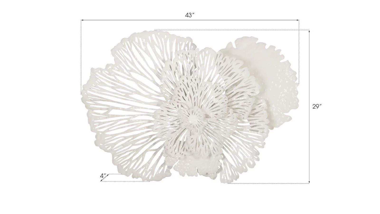 Flower Wall Art, Medium, White, Metal - Remutear