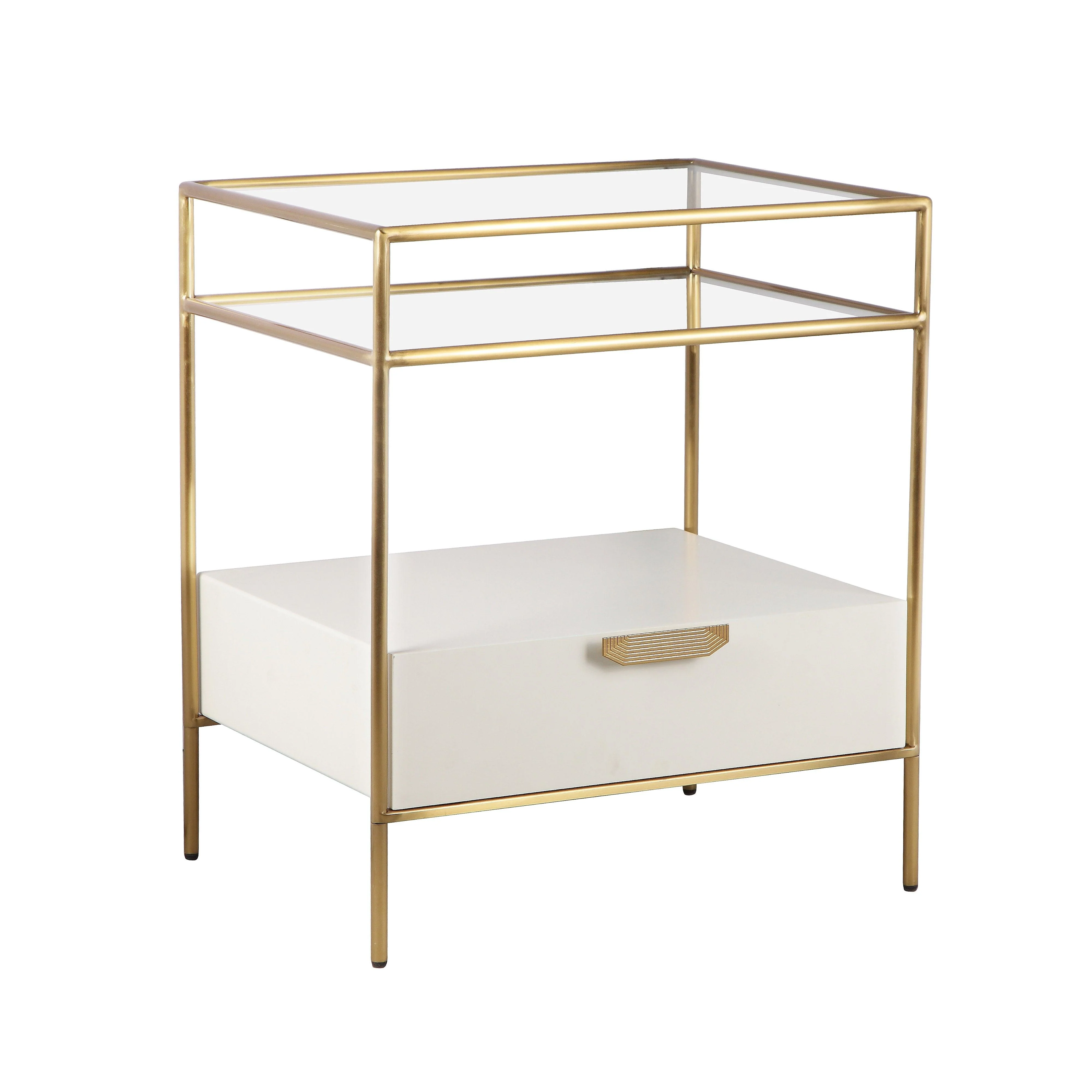 Darla Cream Glass Nightstand - Remutear