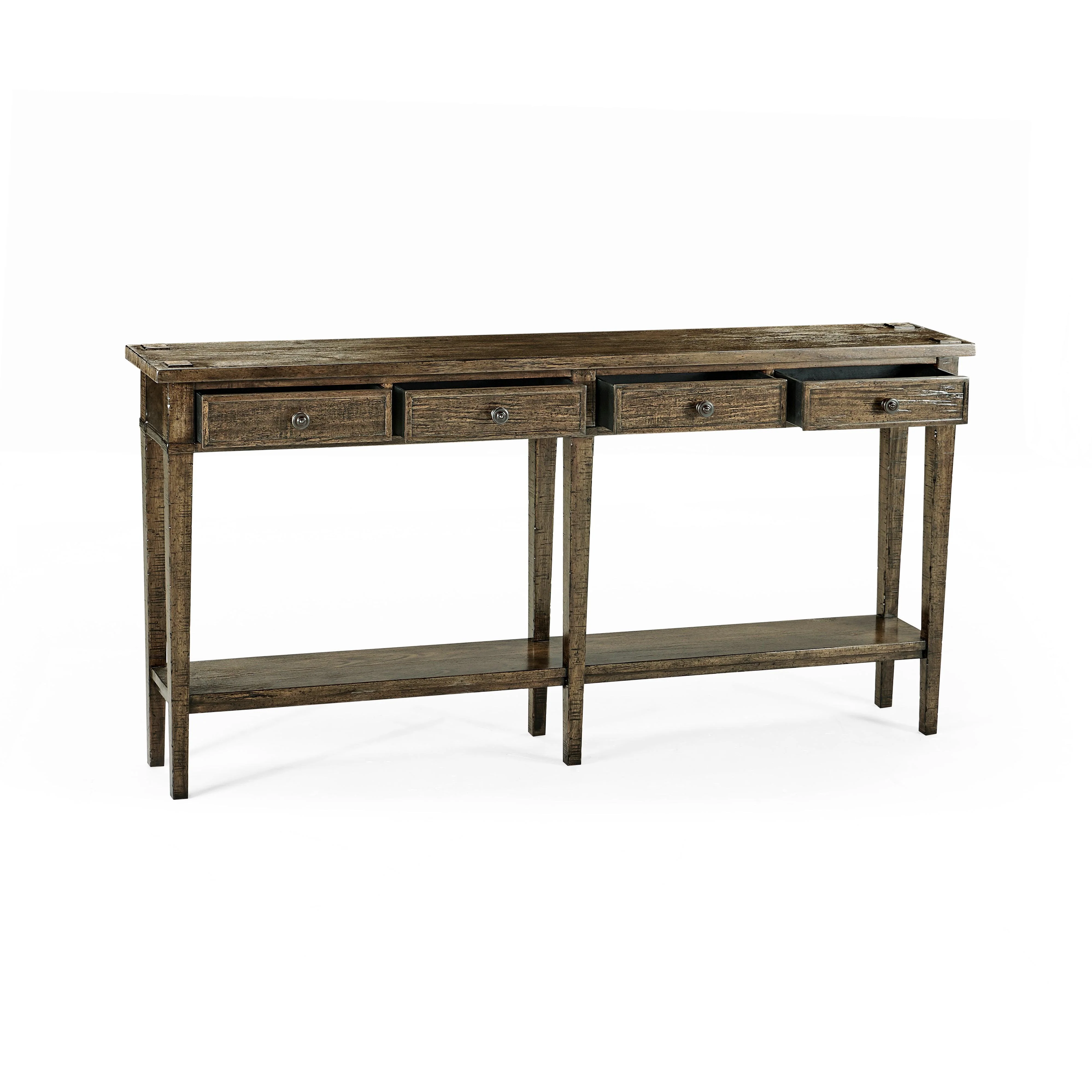 Casual Accents Dark Driftwood Four Drawer Console - Remutear