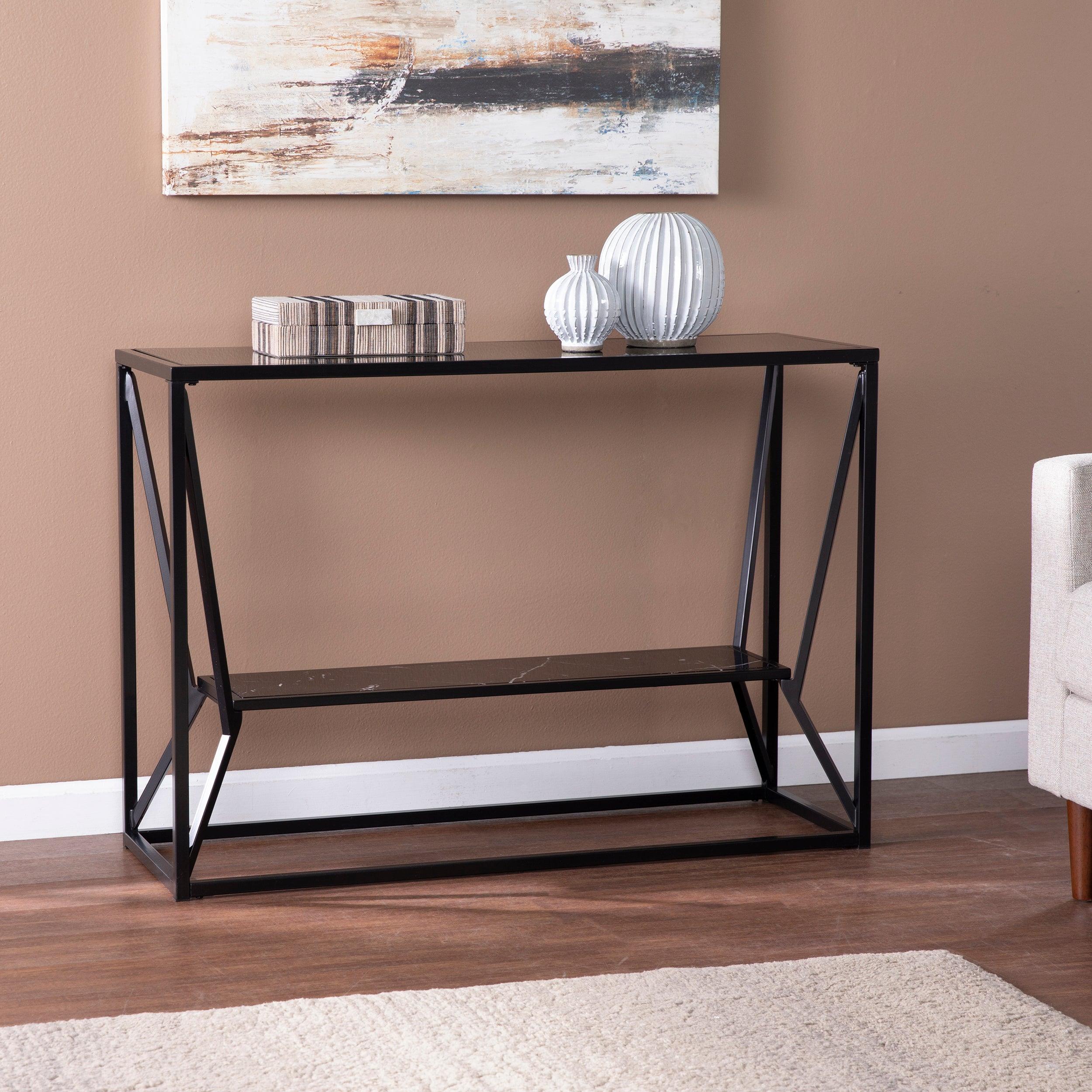 Argall Long Glass-Top Console Table - Remutear