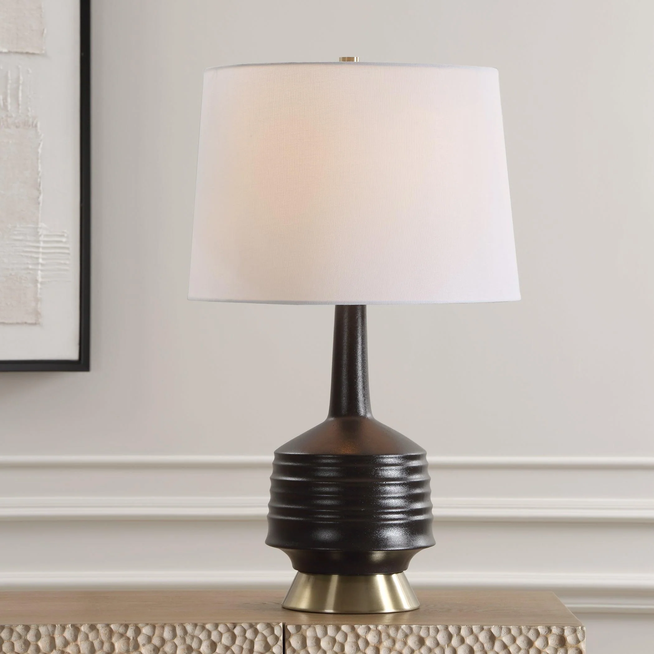 Foster Black Glaze Table Lamp - Remutear