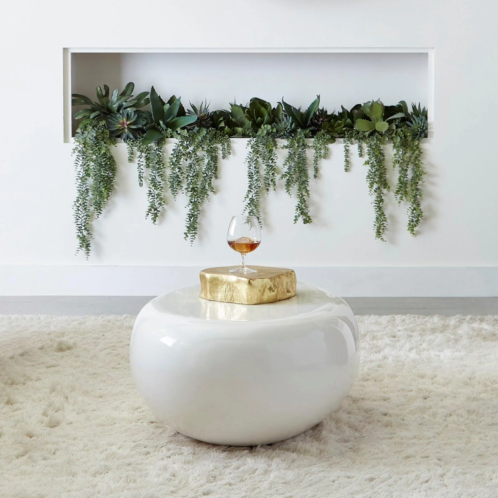 River Stone Coffee Table, Small, Gel Coat White - Remutear