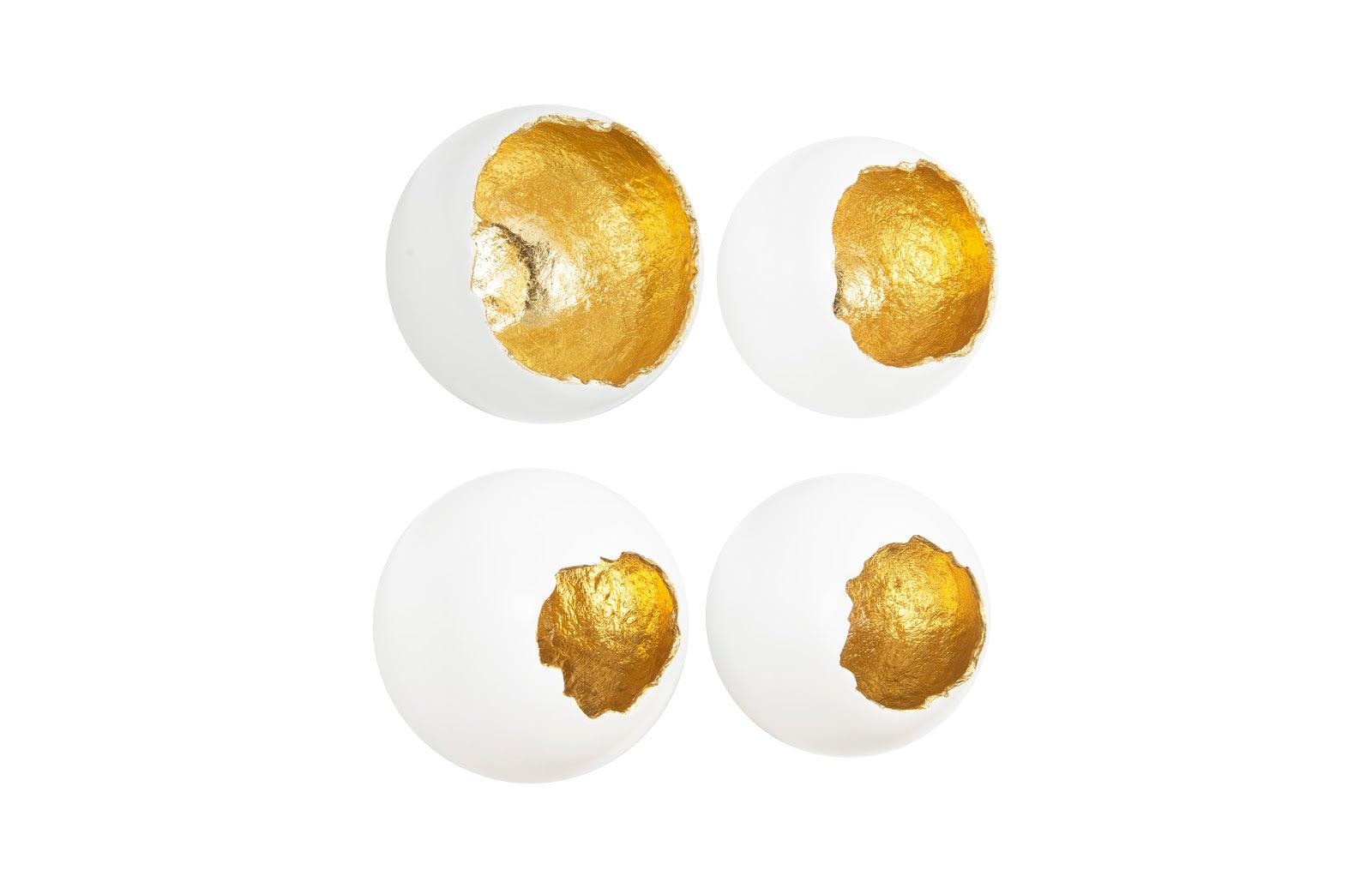 Broken Egg Wall Art, White and Gold Leaf, Set of 4 - Remutear