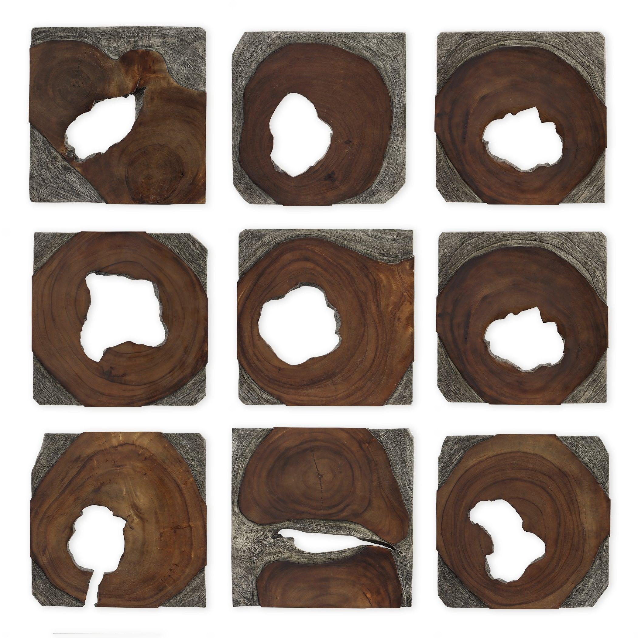 Jungle Wood Paneled Wall Art, Set/9 - Remutear