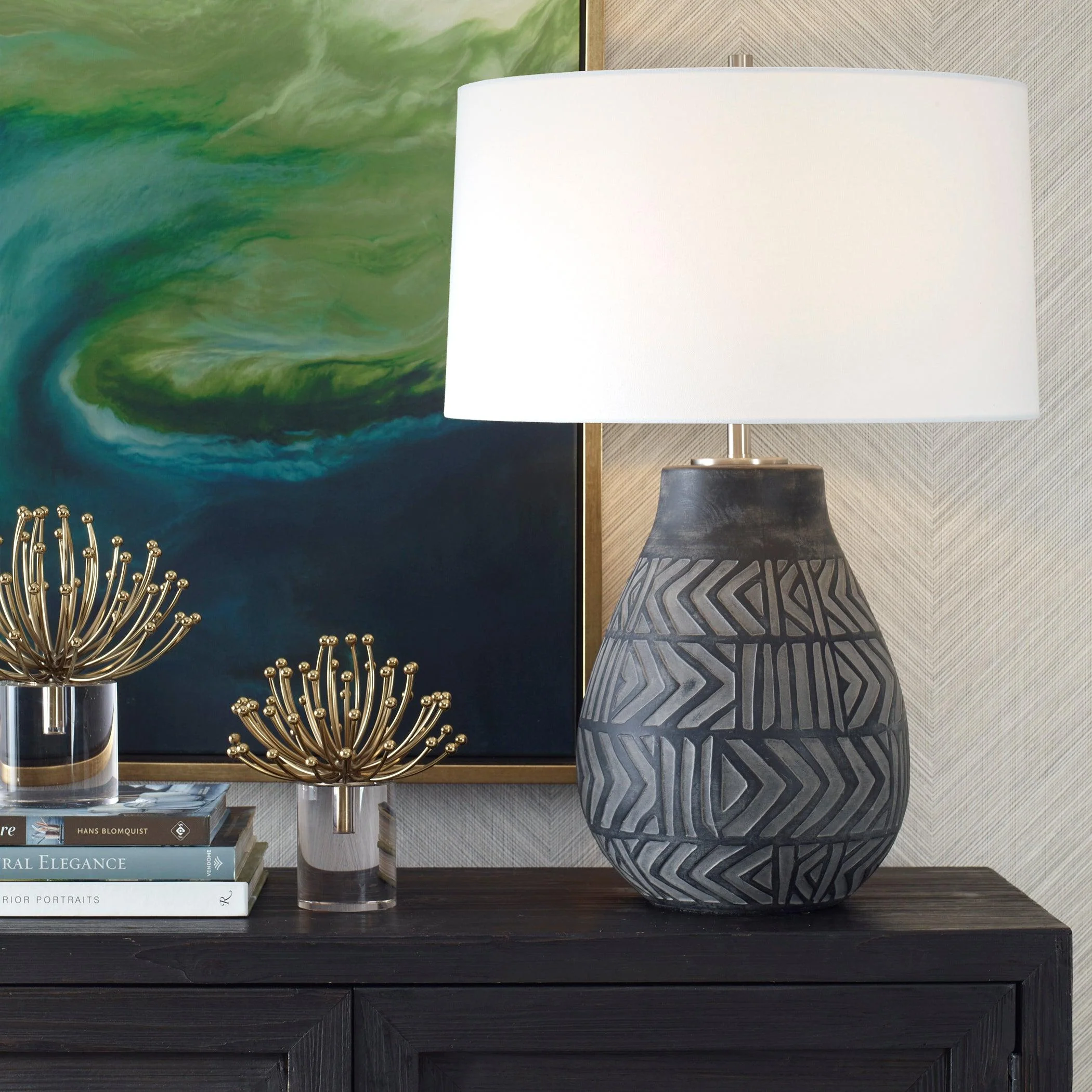 Natchez Charcoal Table Lamp - Remutear