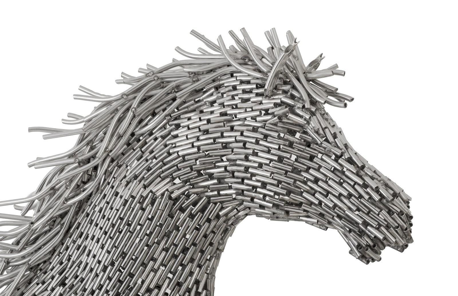 Horse Pipe Sculpture, Galloping, Stainless Steel - Remutear