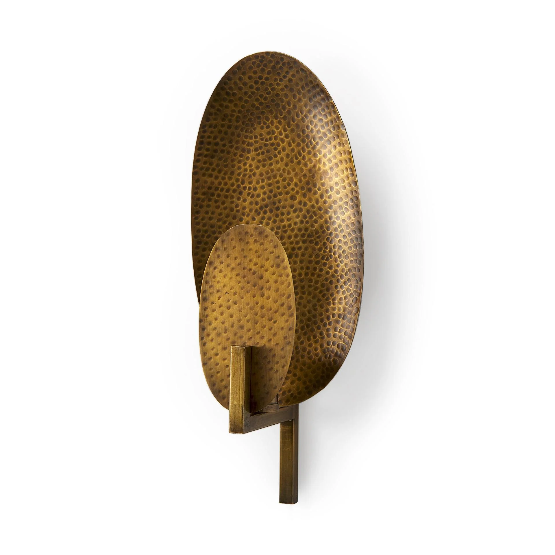 Clarence 7.0L x 5.3W x 17.0H Metal Hammered Gold Round Wall Sconce - Remutear