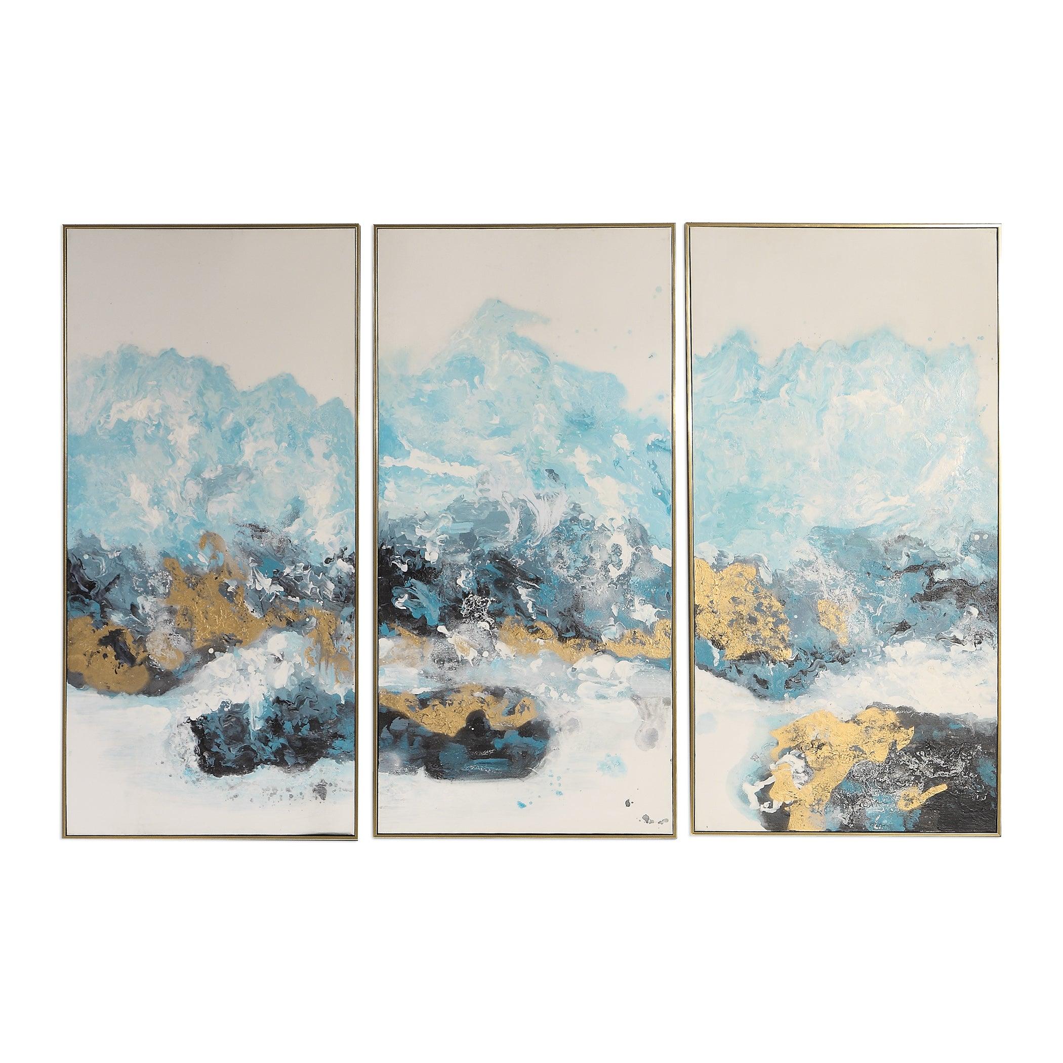 Crashing Waves Abstract Art, S/3 - Remutear