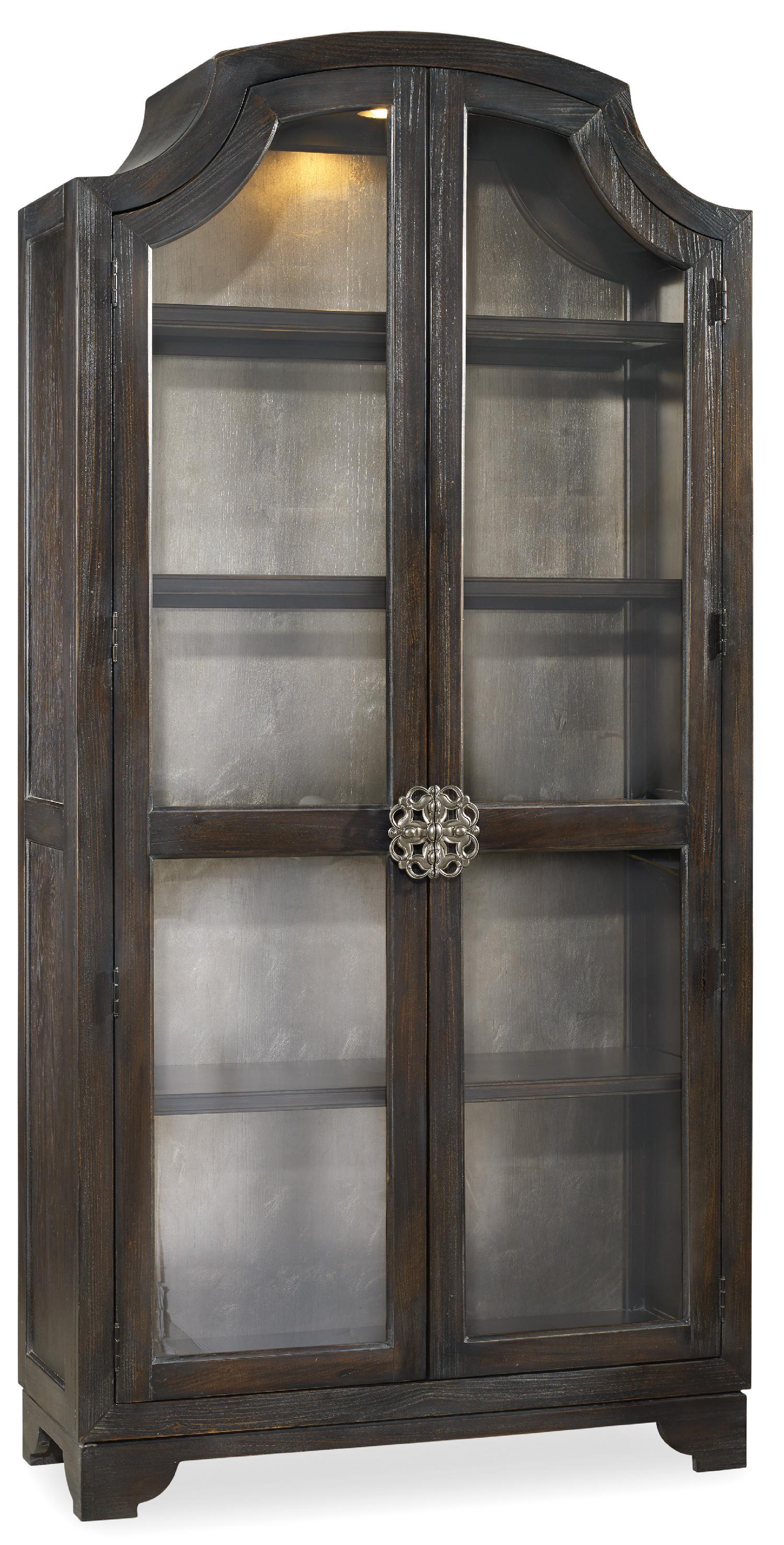 Sanctuary Glass Bunching Curio-Ebony Antiqued Oak - Remutear