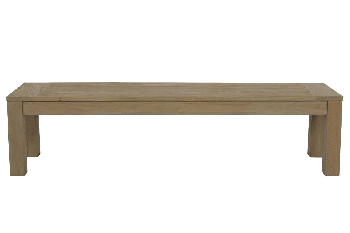 Coastal Teak Dining Bench in Canvas Canvas, No Welt - Remutear