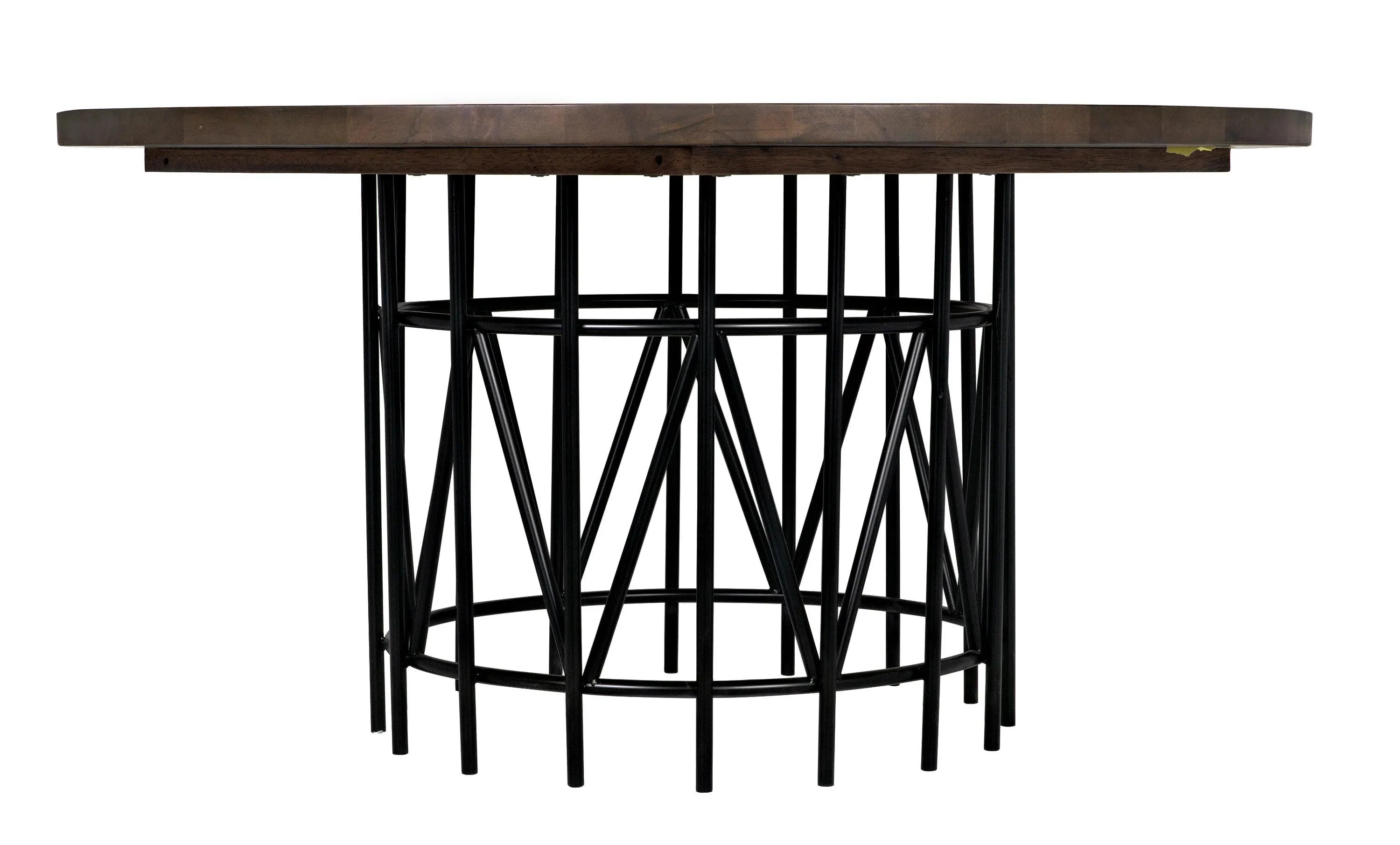 Silberman Dining Table, Dark Walnut W/Black Steel Base - Remutear
