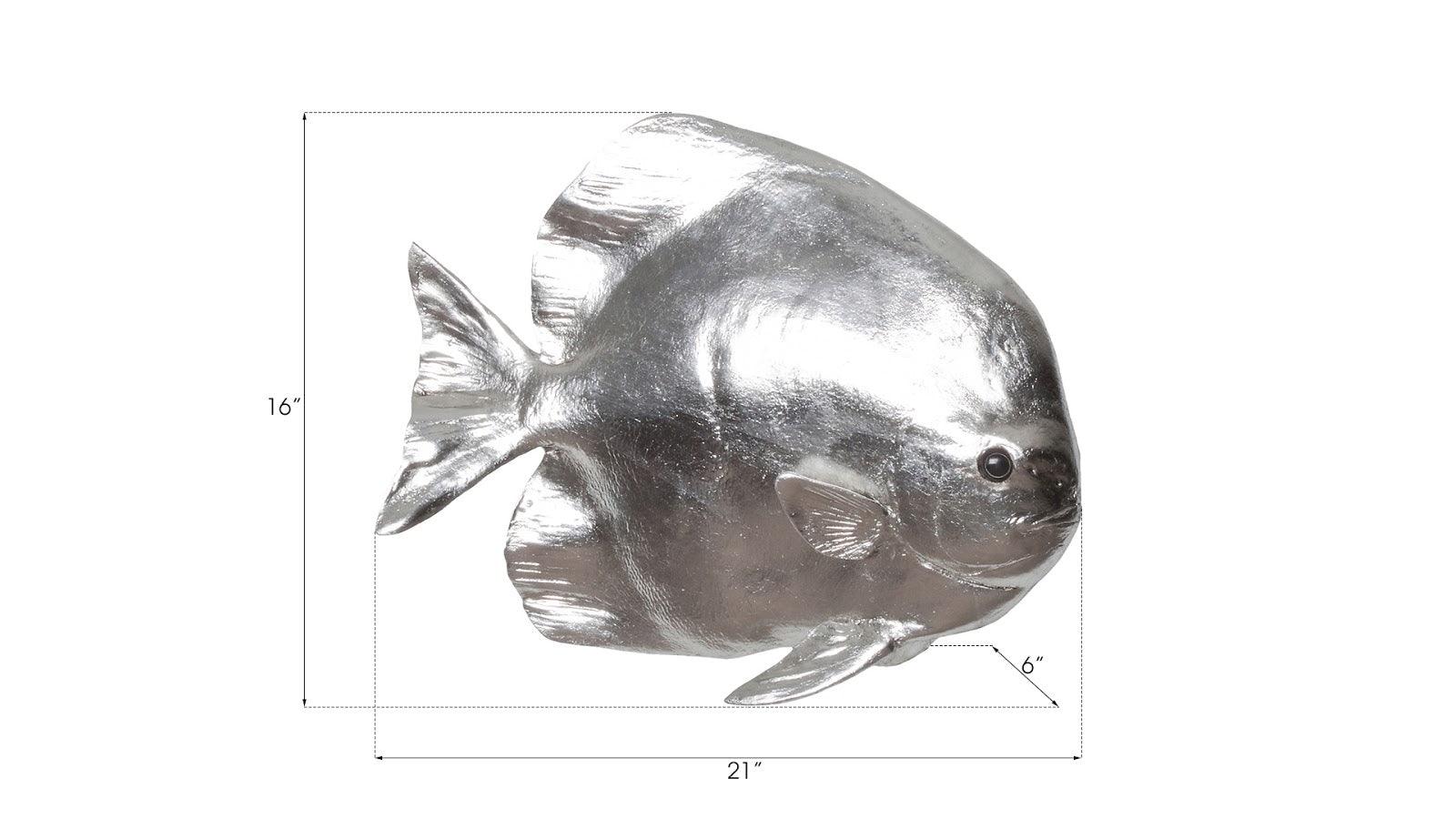 Australian Bat Fish Wall Sculpture, Resin, Silver Leaf - Remutear