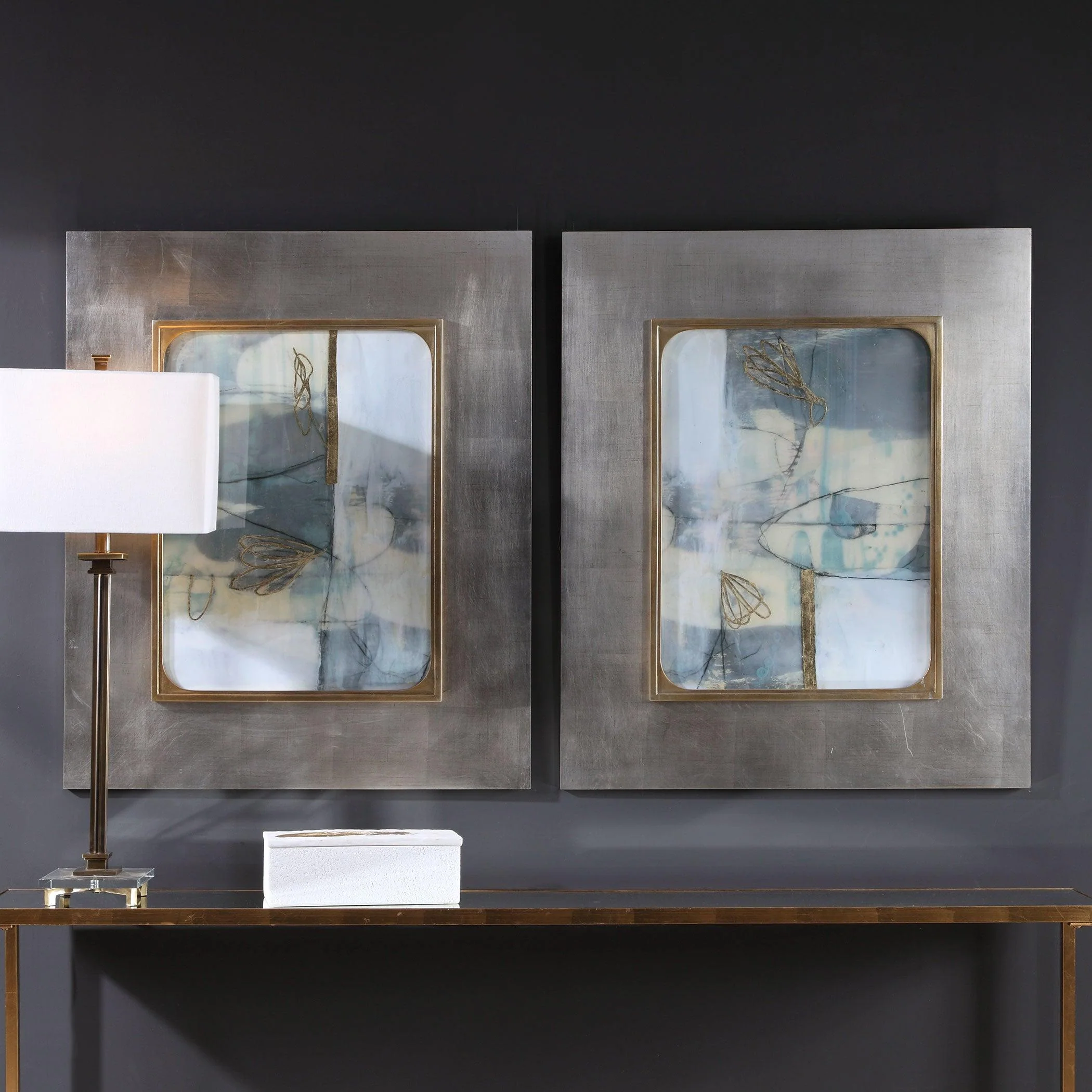 GILDED WHIMSY ABSTRACT PRINTS, SET OF 2 - Remutear